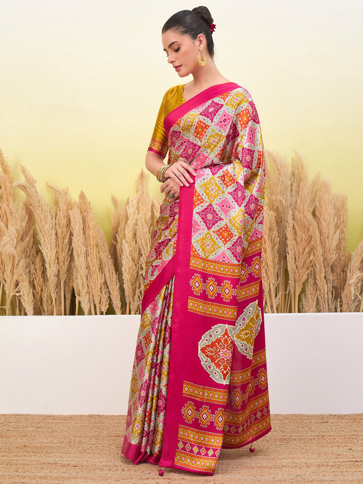 Heritage Function Wear Silk Print Tussels Work Fancy Saree With Blouse Unstitched Piece