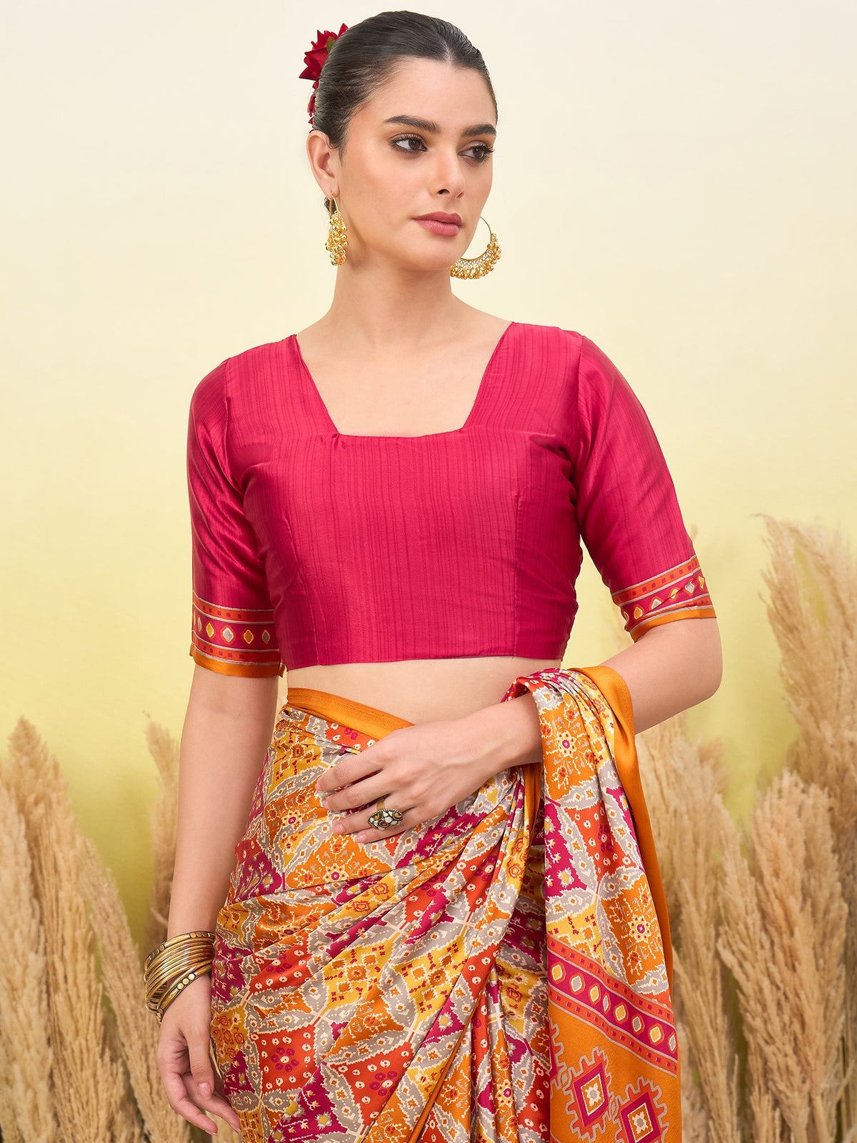 Heritage Function Wear Silk Print Tussels Work Fancy Saree With Blouse Unstitched Piece