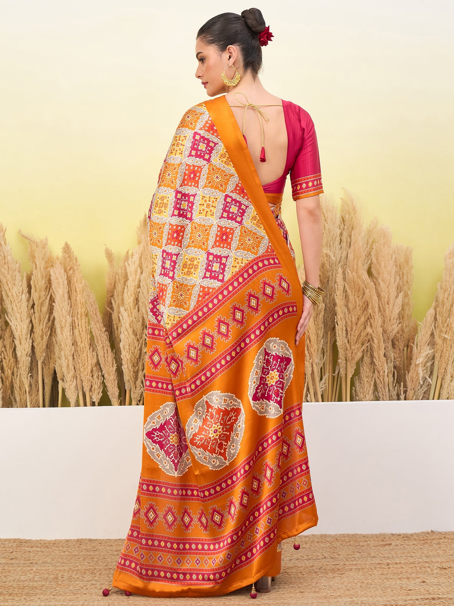 Heritage Function Wear Silk Print Tussels Work Fancy Saree With Blouse Unstitched Piece