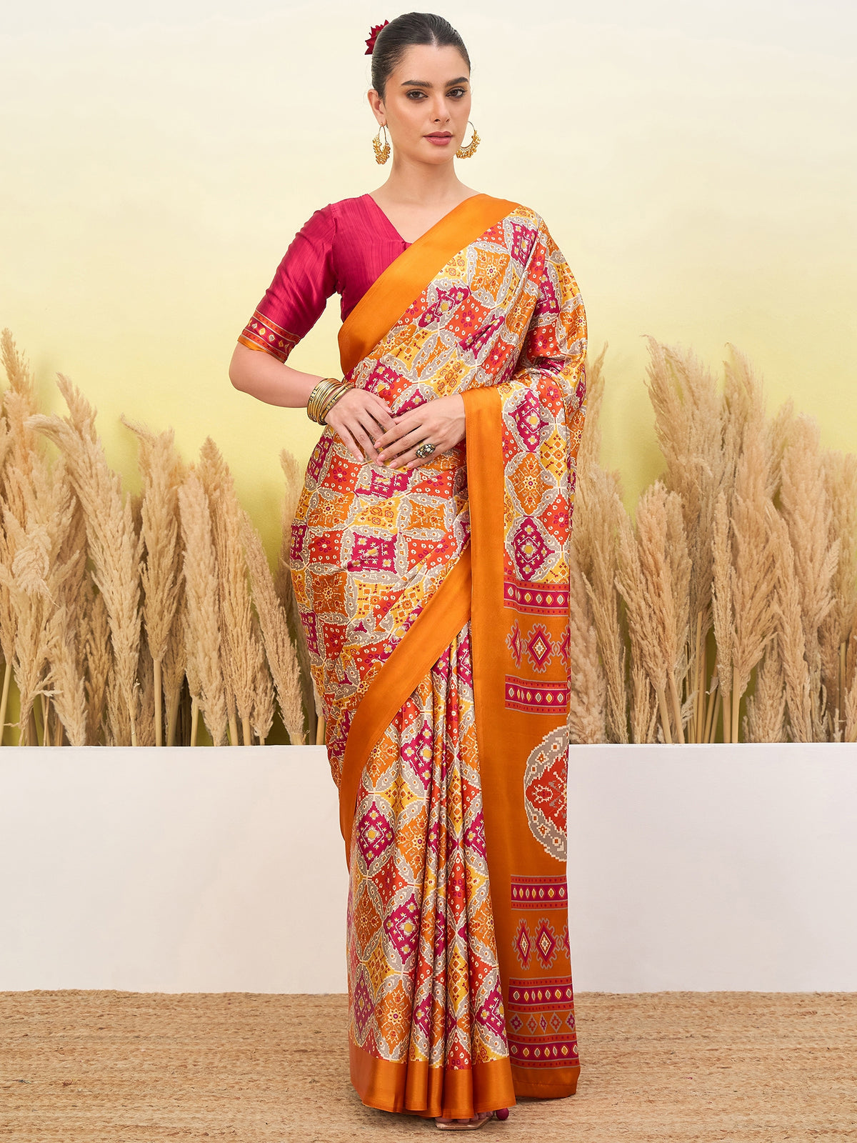 Heritage Function Wear Silk Print Tussels Work Fancy Saree With Blouse Unstitched Piece