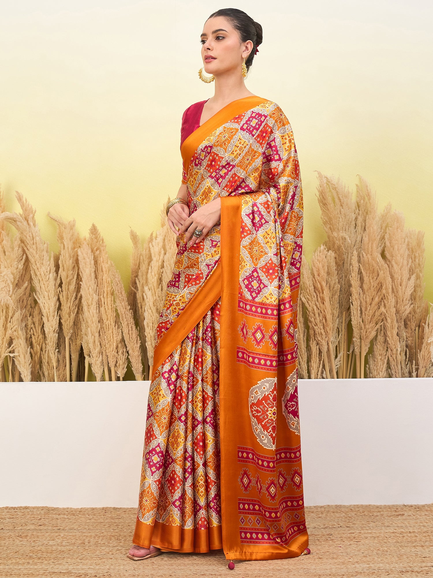 Heritage Function Wear Silk Print Tussels Work Fancy Saree With Blouse Unstitched Piece