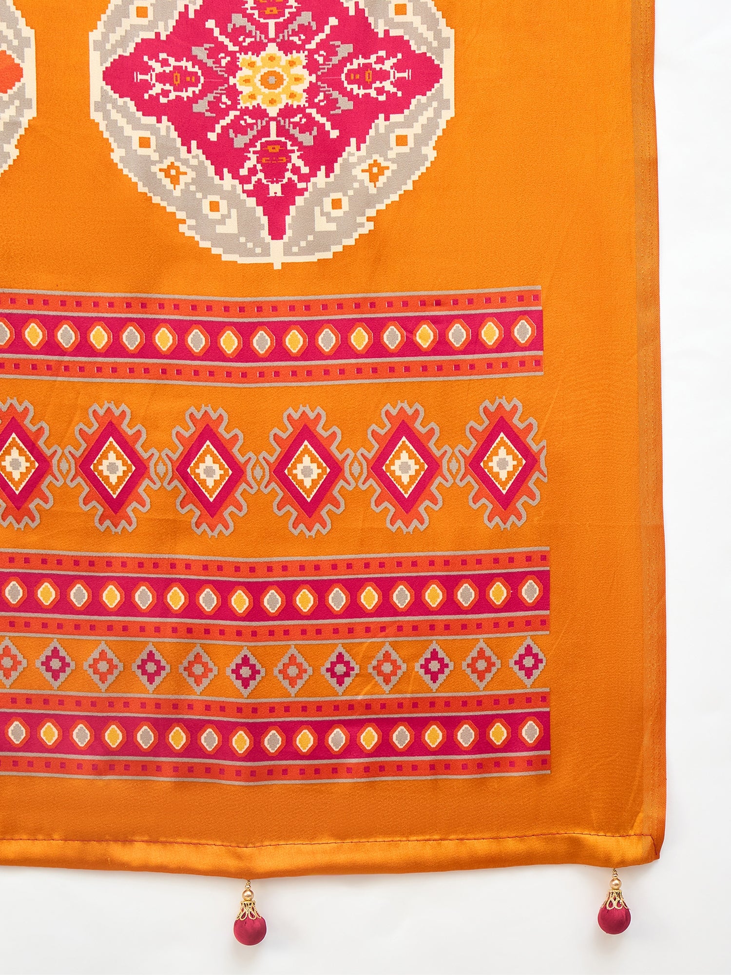 Heritage Function Wear Silk Print Tussels Work Fancy Saree With Blouse Unstitched Piece
