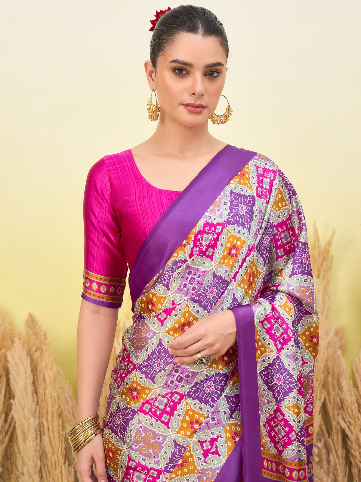 Heritage Function Wear Silk Print Tussels Work Fancy Saree With Blouse Unstitched Piece