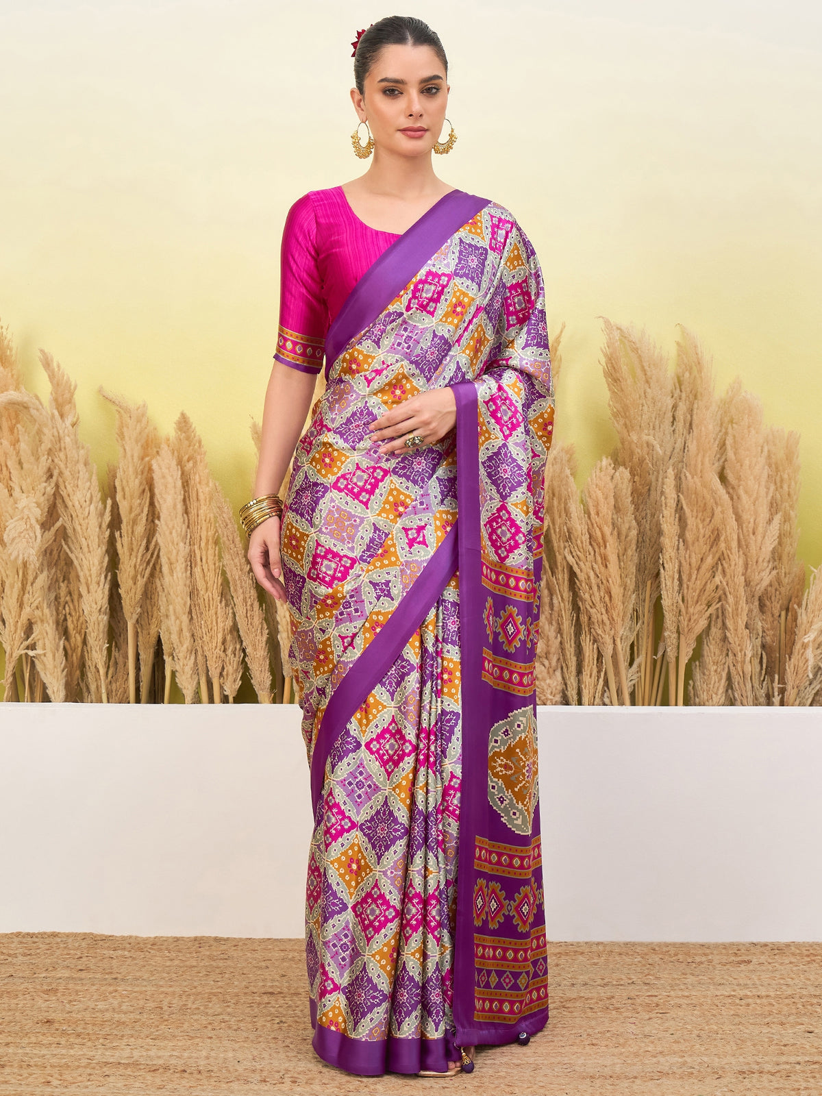 Heritage Function Wear Silk Print Tussels Work Fancy Saree With Blouse Unstitched Piece