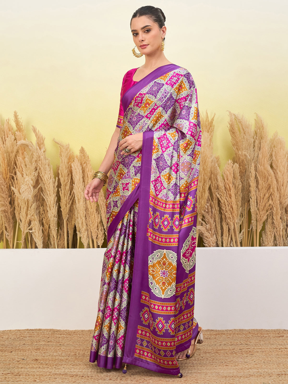 Heritage Function Wear Silk Print Tussels Work Fancy Saree With Blouse Unstitched Piece