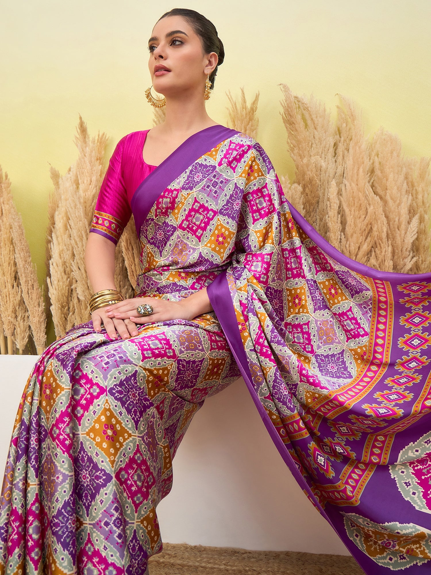 Heritage Function Wear Silk Print Tussels Work Fancy Saree With Blouse Unstitched Piece