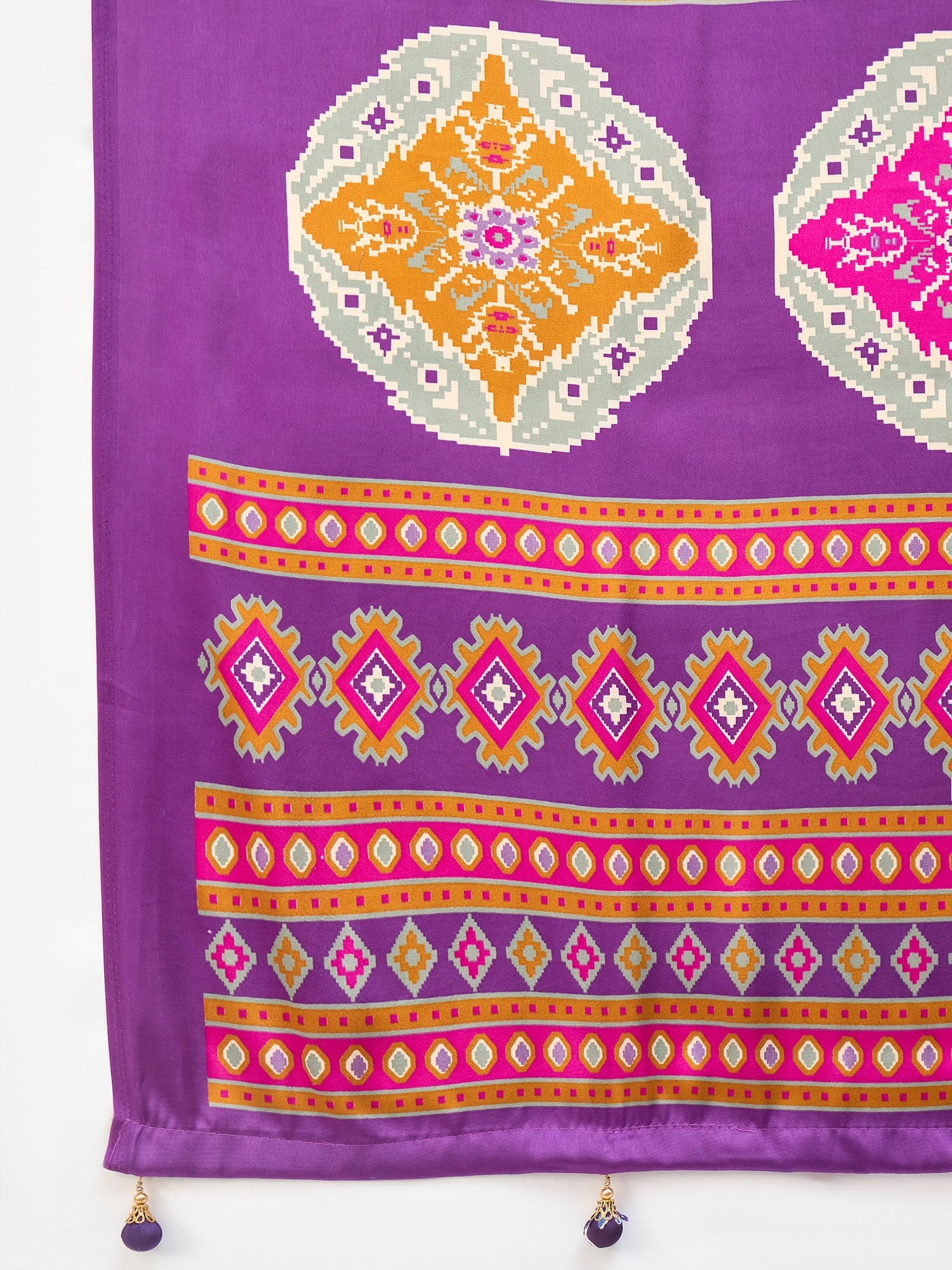 Heritage Function Wear Silk Print Tussels Work Fancy Saree With Blouse Unstitched Piece