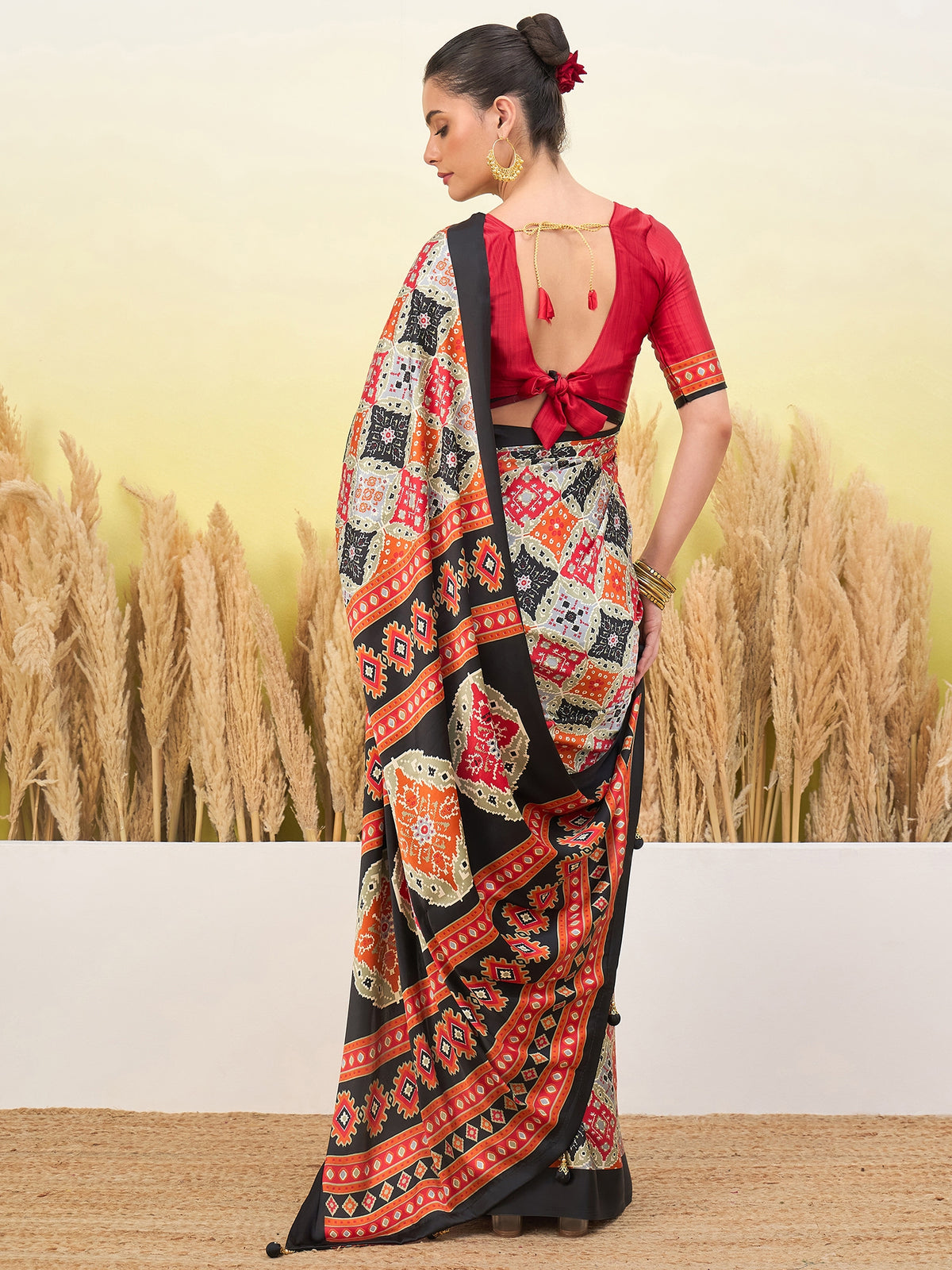 Heritage Function Wear Silk Print Tussels Work Fancy Saree With Blouse Unstitched Piece