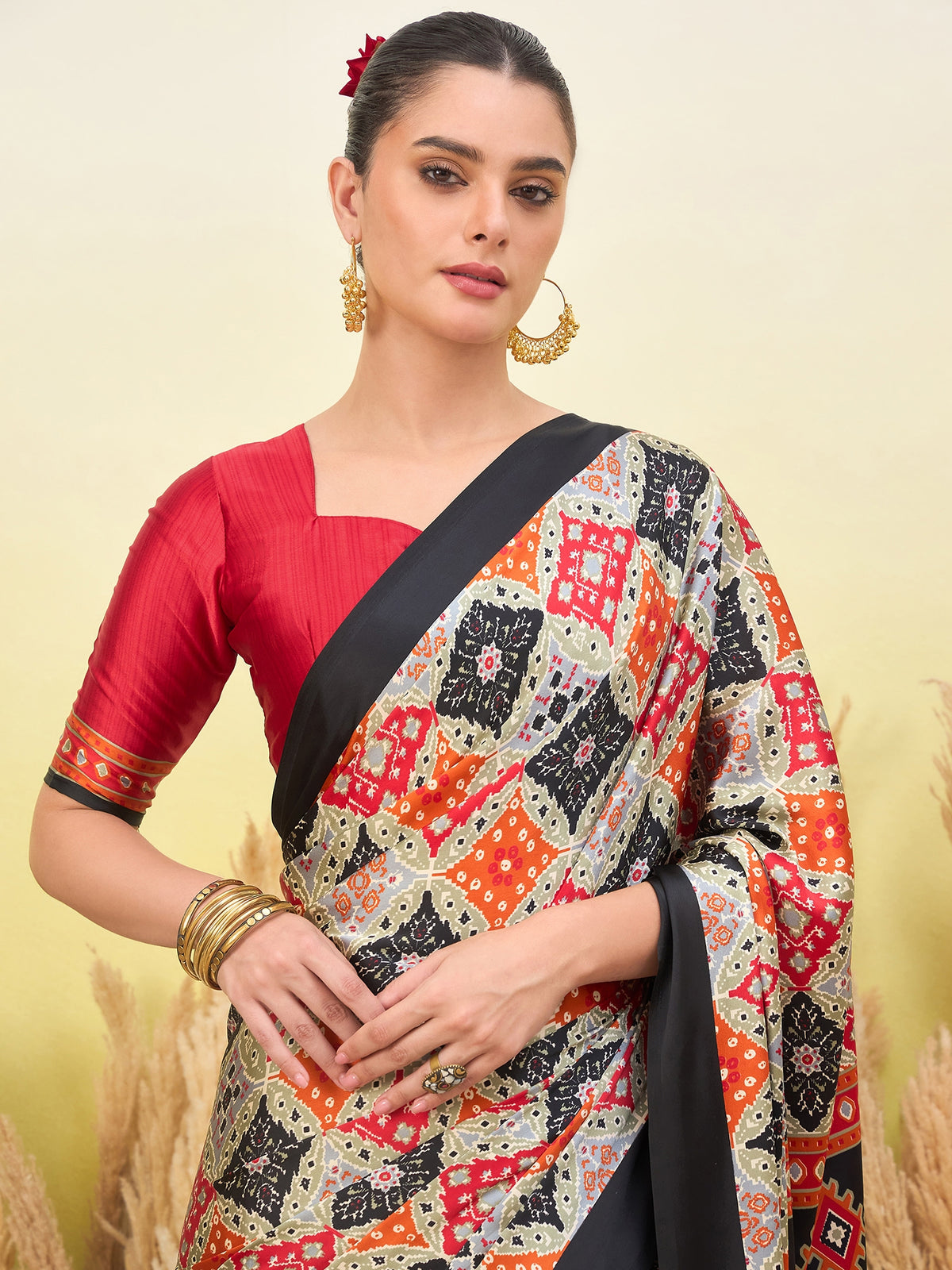 Heritage Function Wear Silk Print Tussels Work Fancy Saree With Blouse Unstitched Piece