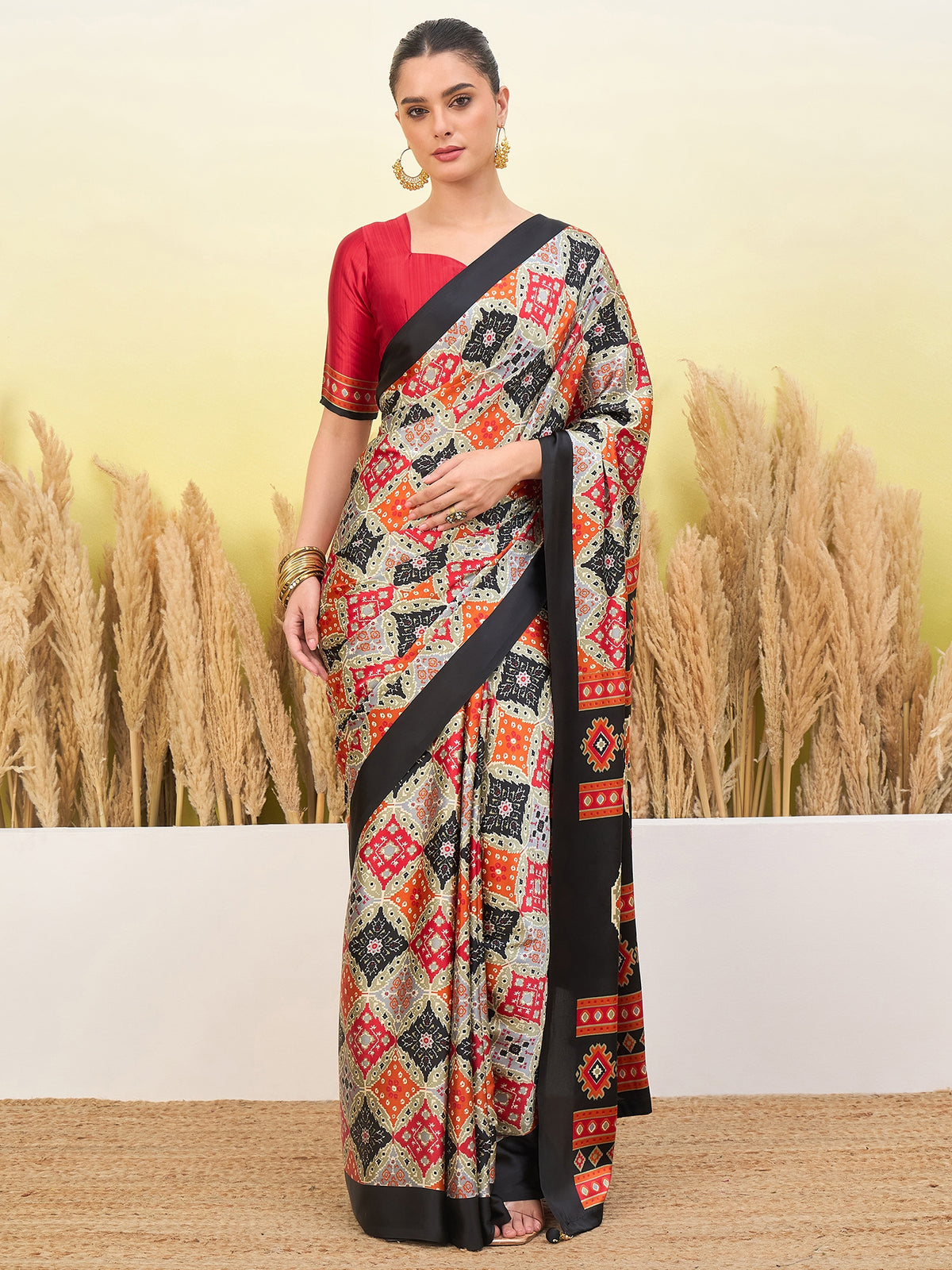 Heritage Function Wear Silk Print Tussels Work Fancy Saree With Blouse Unstitched Piece