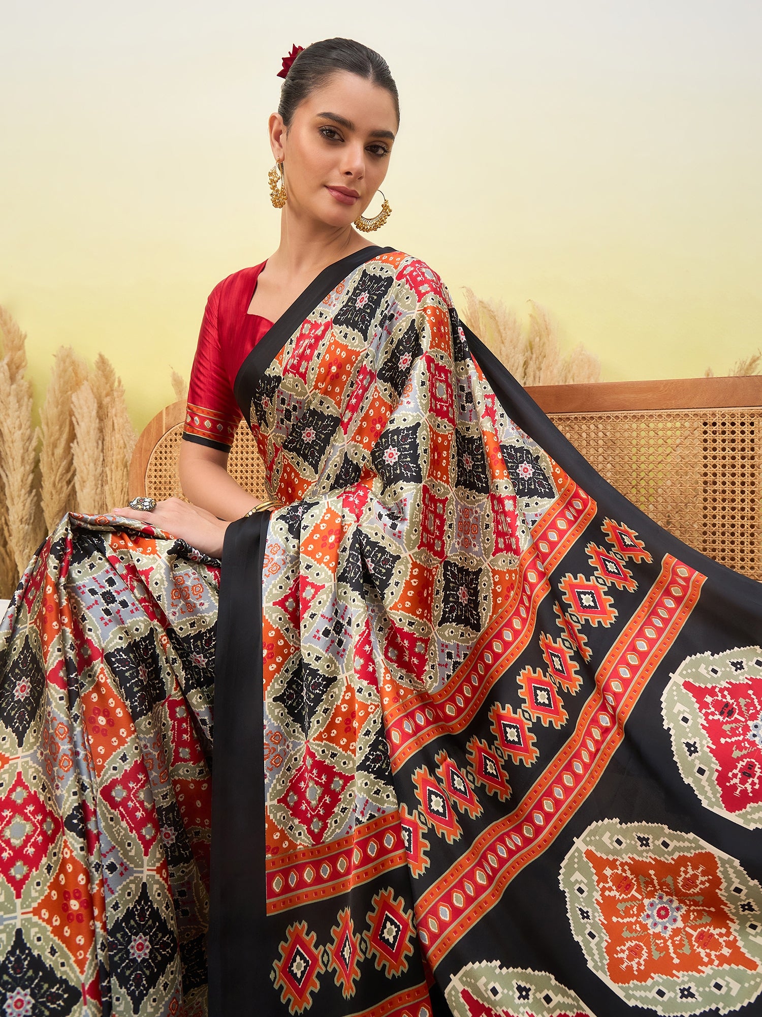 Heritage Function Wear Silk Print Tussels Work Fancy Saree With Blouse Unstitched Piece