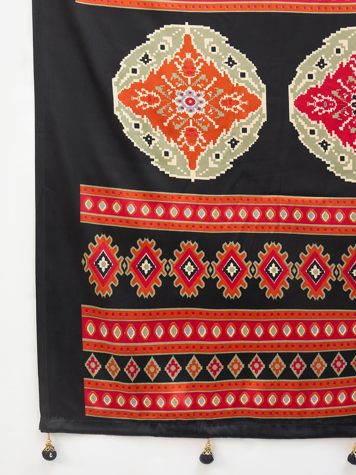 Heritage Function Wear Silk Print Tussels Work Fancy Saree With Blouse Unstitched Piece