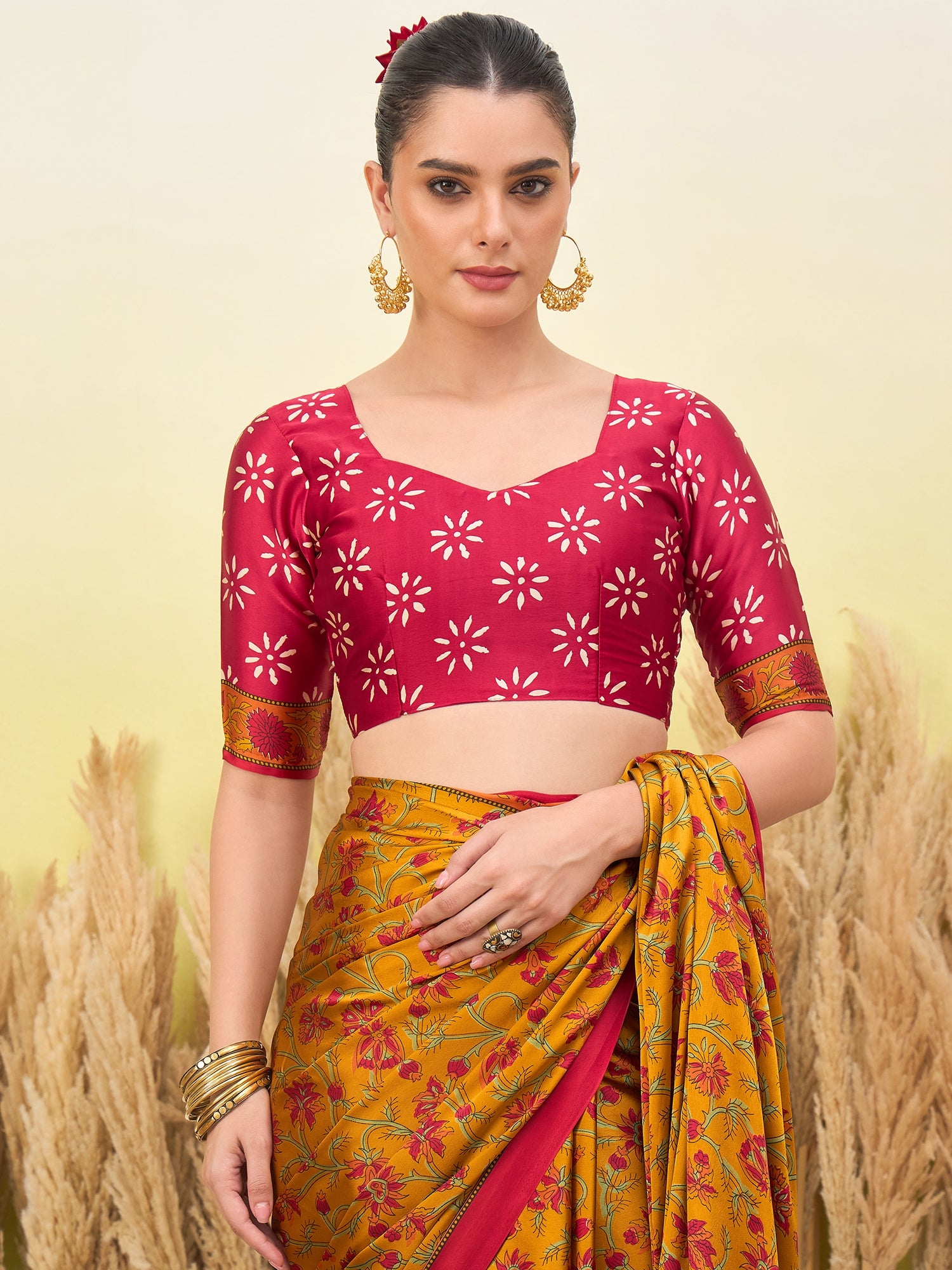 Regal Function Wear Silk Print Design Fancy Saree With Elegant Blouse Piecec