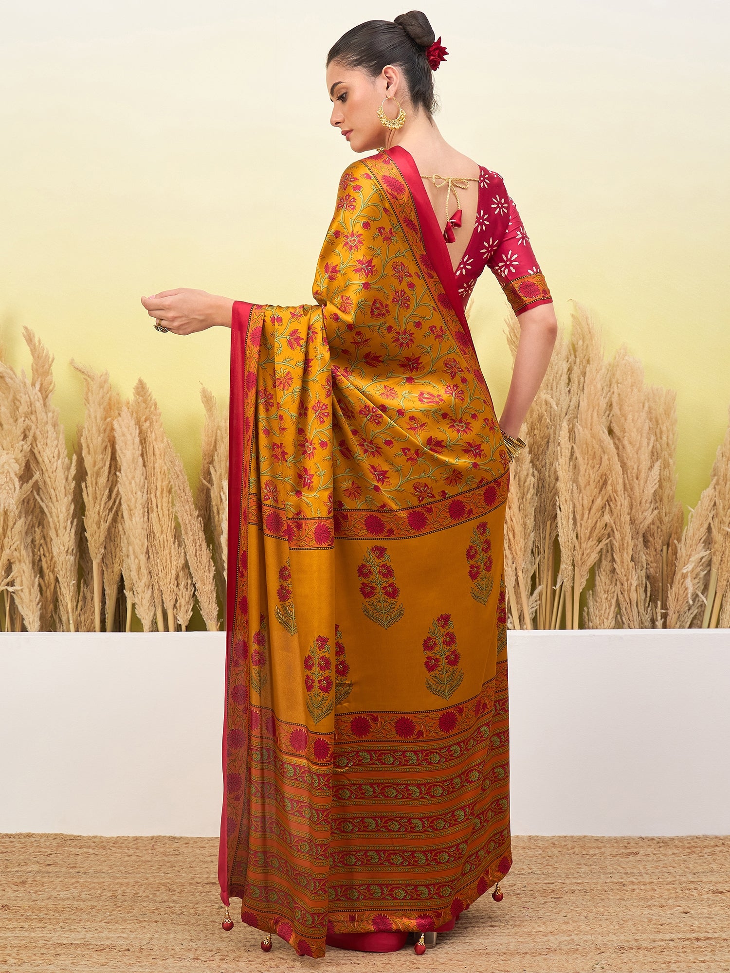 Regal Function Wear Silk Print Design Fancy Saree With Elegant Blouse Piecec