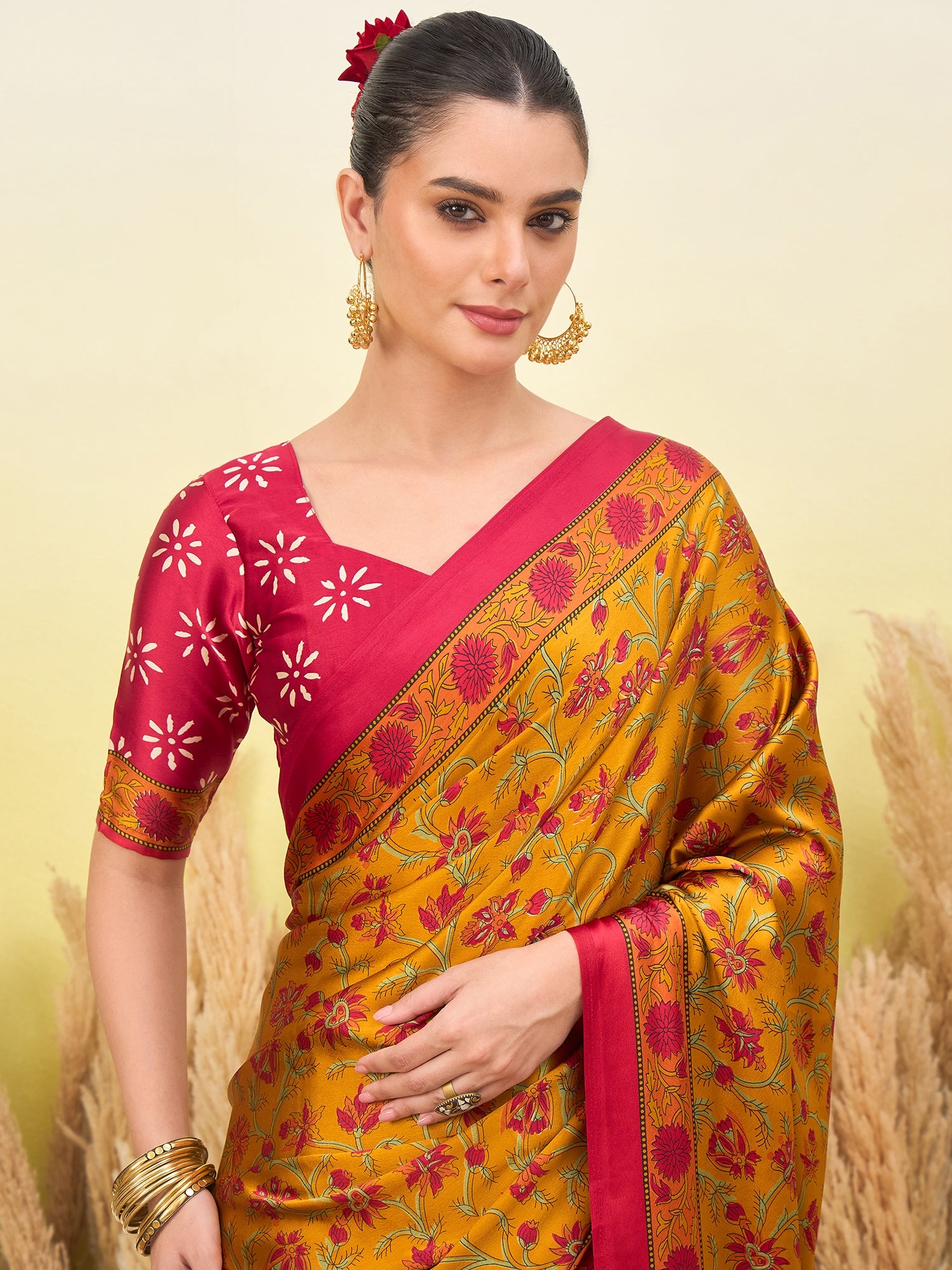 Regal Function Wear Silk Print Design Fancy Saree With Elegant Blouse Piecec