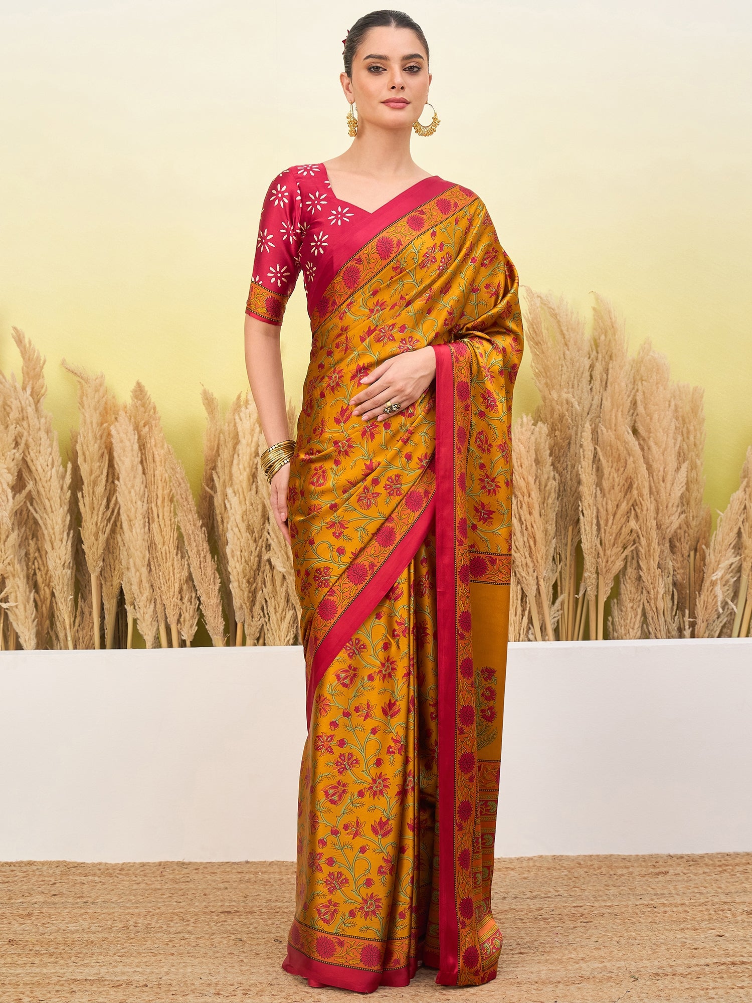 Regal Function Wear Silk Print Design Fancy Saree With Elegant Blouse Piecec