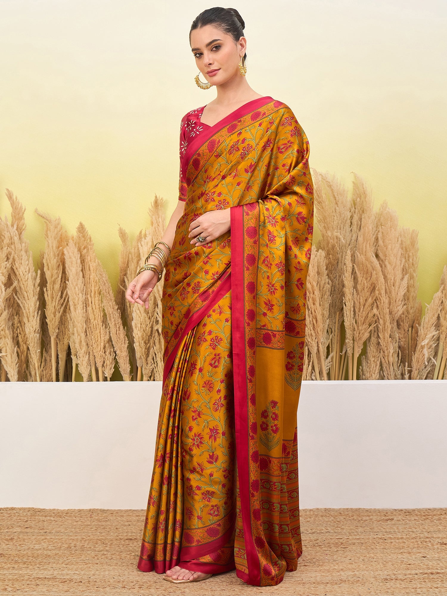Regal Function Wear Silk Print Design Fancy Saree With Elegant Blouse Piecec