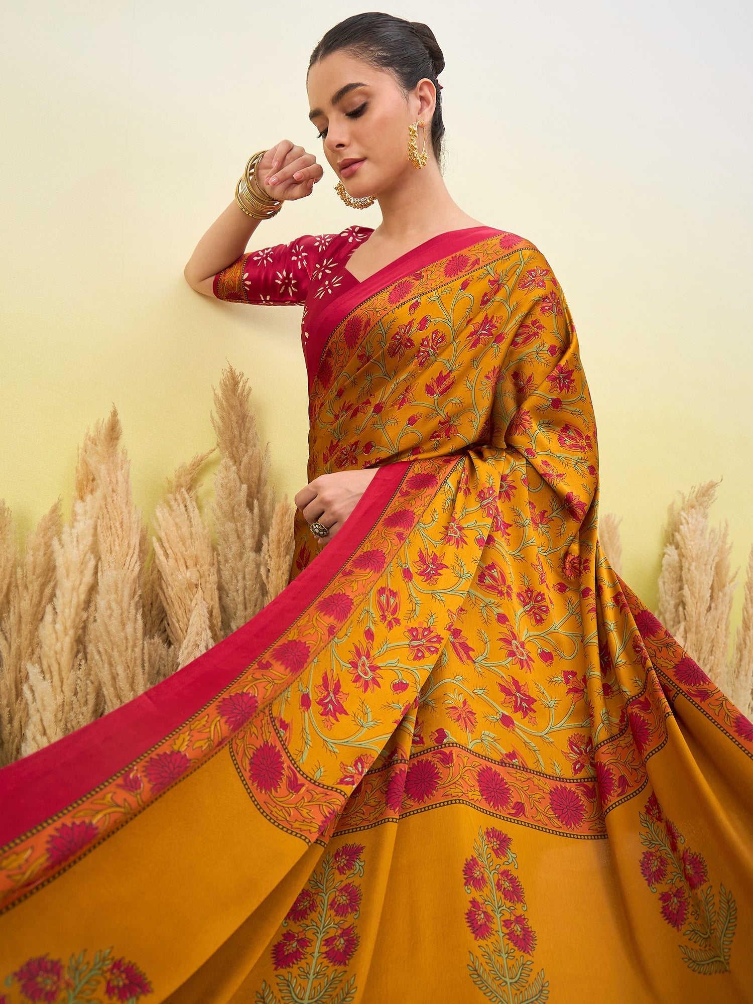 Regal Function Wear Silk Print Design Fancy Saree With Elegant Blouse Piecec