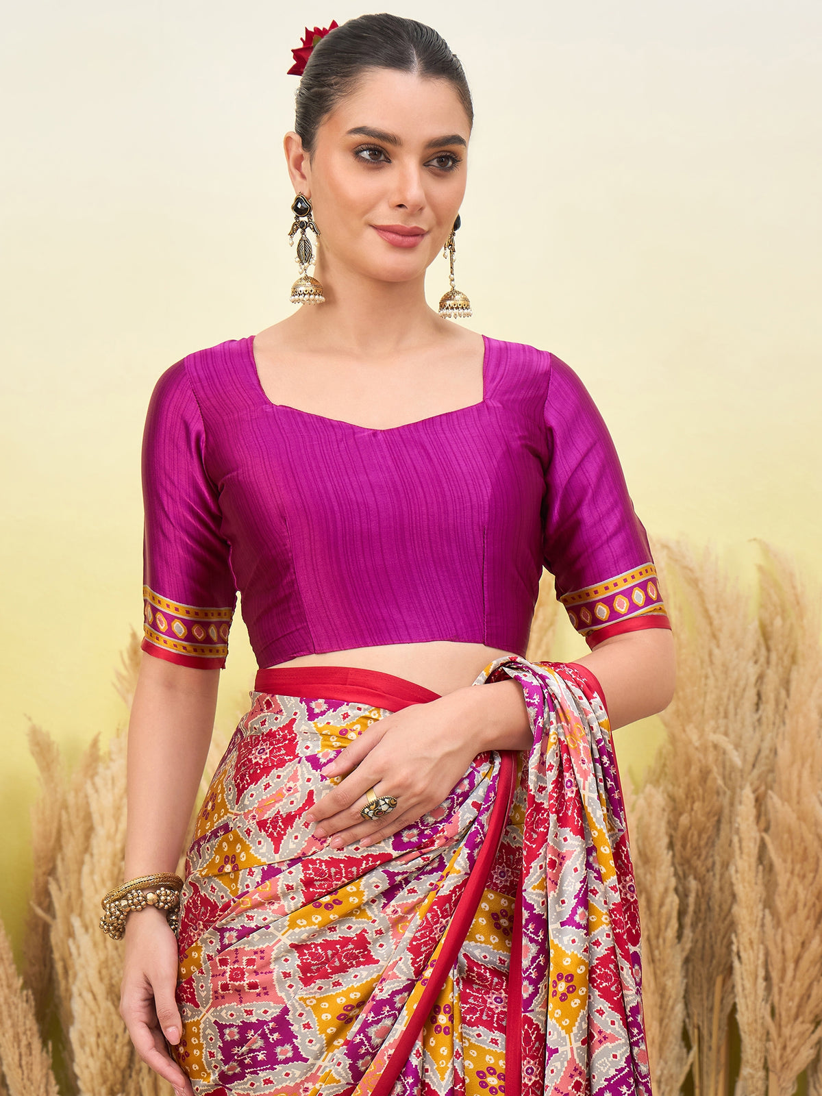 Heritage Function Wear Silk Print Tussels Work Fancy Saree With Blouse Unstitched Piece