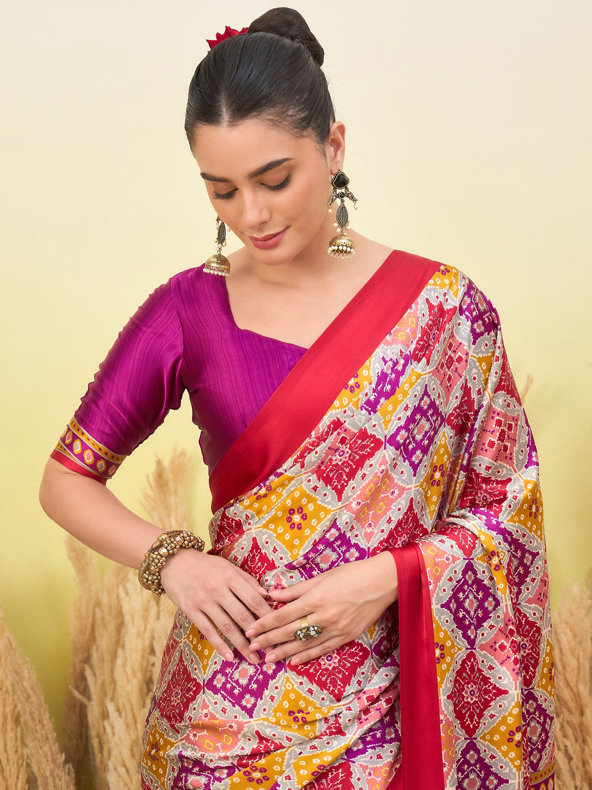 Heritage Function Wear Silk Print Tussels Work Fancy Saree With Blouse Unstitched Piece