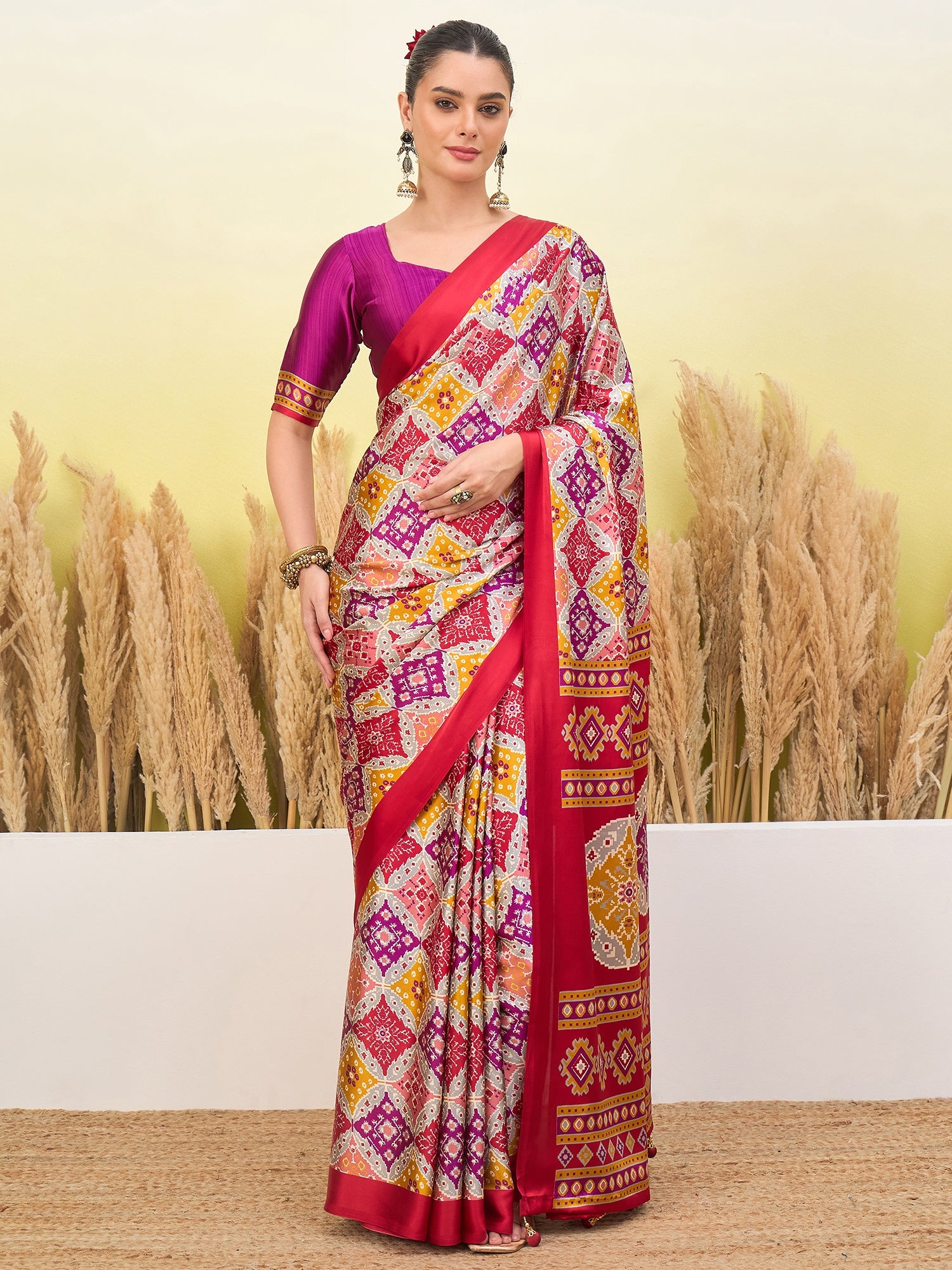 Heritage Function Wear Silk Print Tussels Work Fancy Saree With Blouse Unstitched Piece
