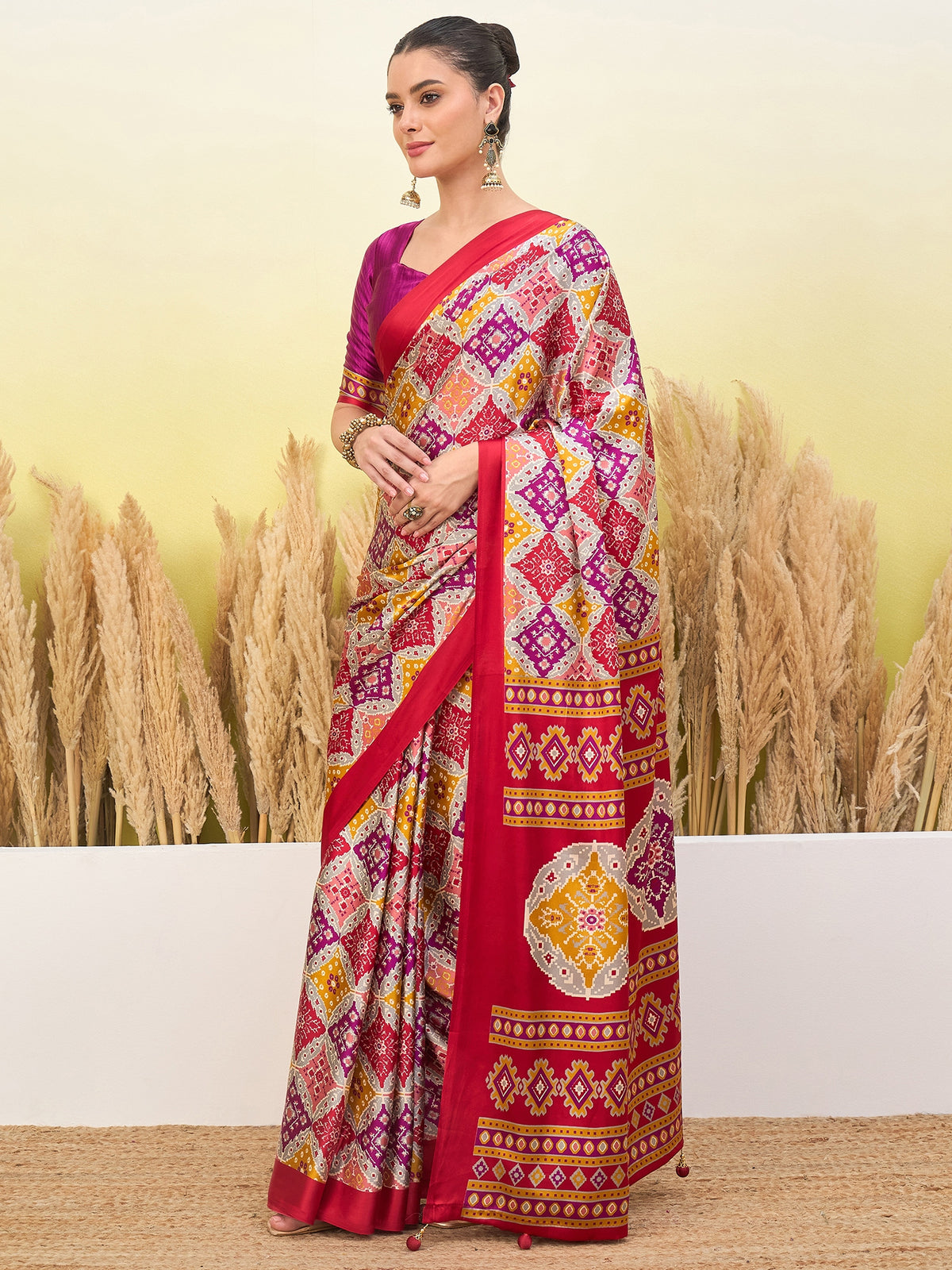 Heritage Function Wear Silk Print Tussels Work Fancy Saree With Blouse Unstitched Piece