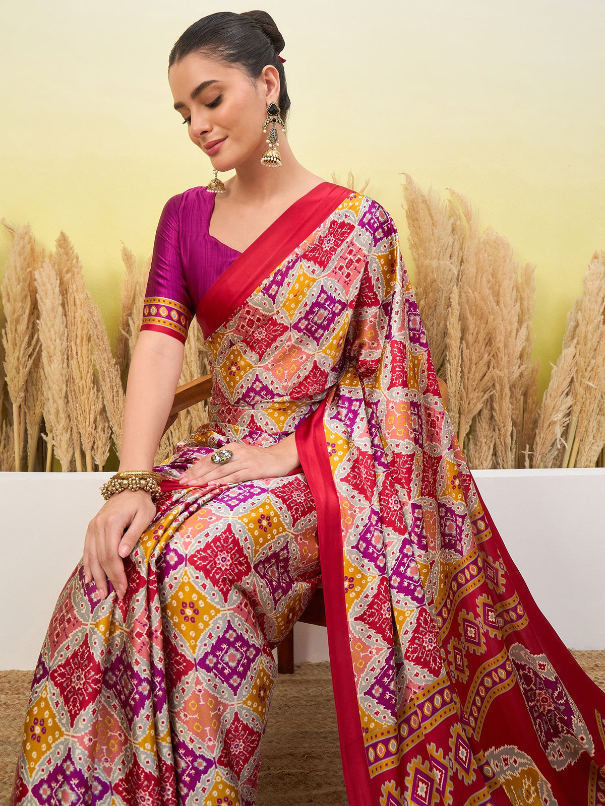 Heritage Function Wear Silk Print Tussels Work Fancy Saree With Blouse Unstitched Piece