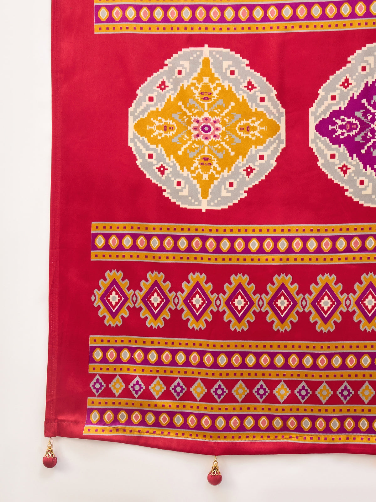 Heritage Function Wear Silk Print Tussels Work Fancy Saree With Blouse Unstitched Piece
