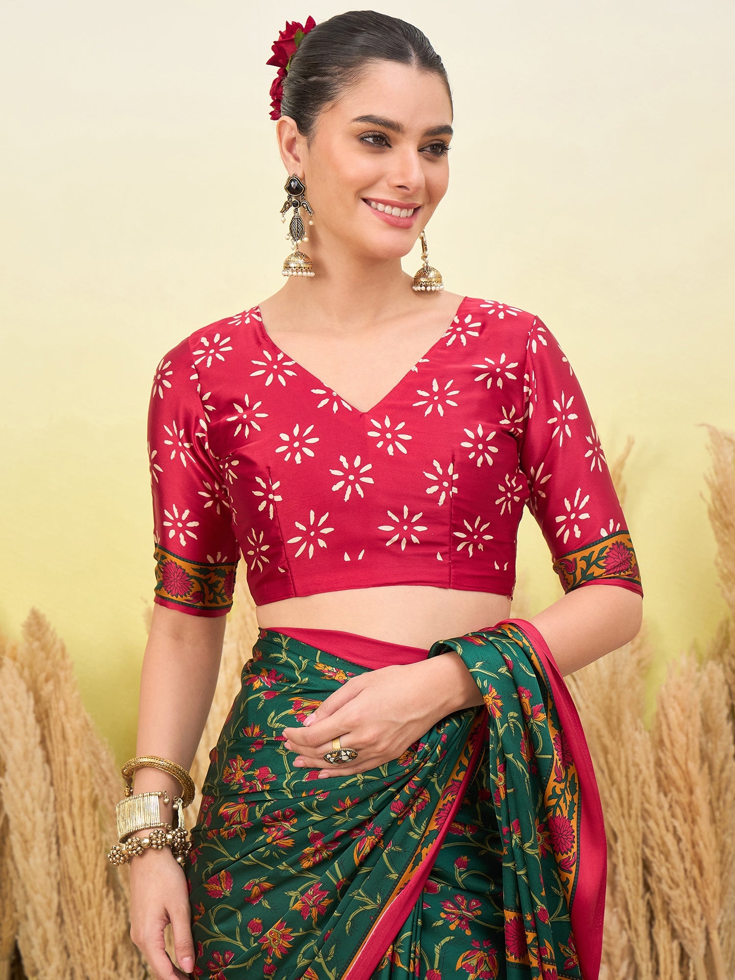Regal Function Wear Silk Print Design Fancy Saree With Elegant Blouse Piecec