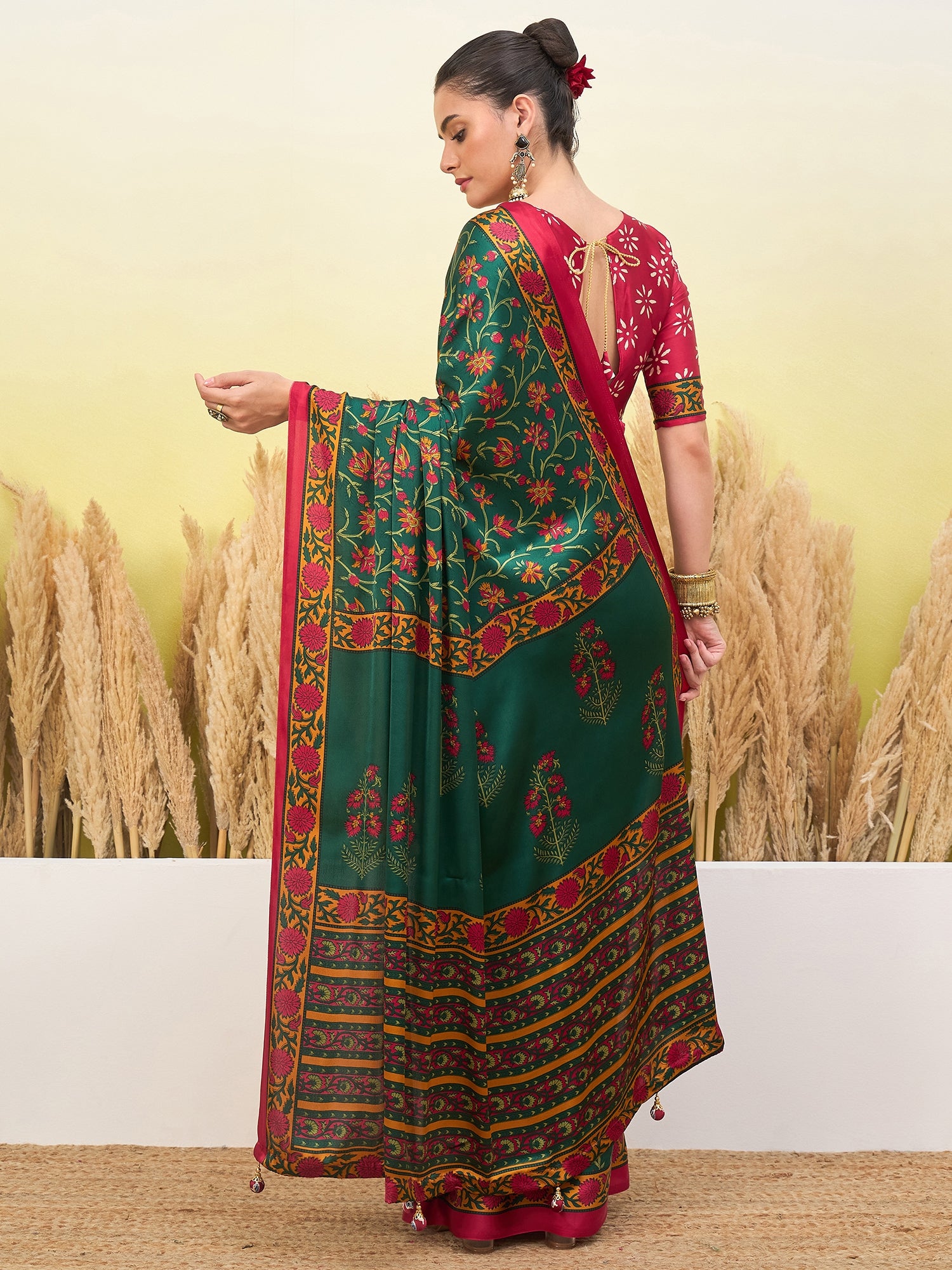 Regal Function Wear Silk Print Design Fancy Saree With Elegant Blouse Piecec