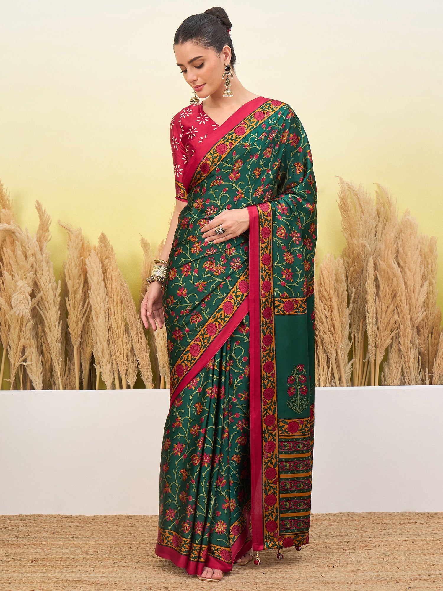 Regal Function Wear Silk Print Design Fancy Saree With Elegant Blouse Piecec