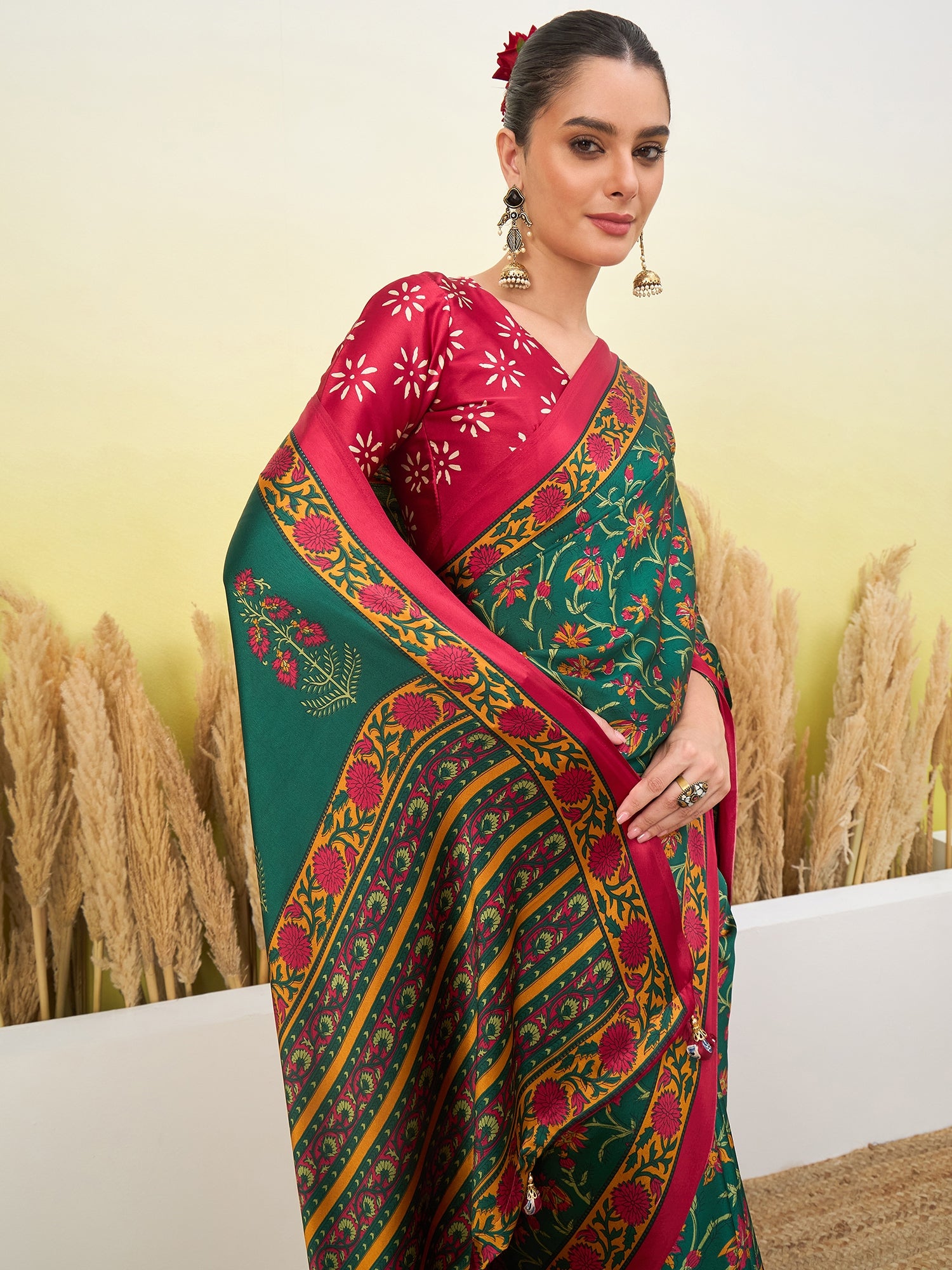 Regal Function Wear Silk Print Design Fancy Saree With Elegant Blouse Piecec