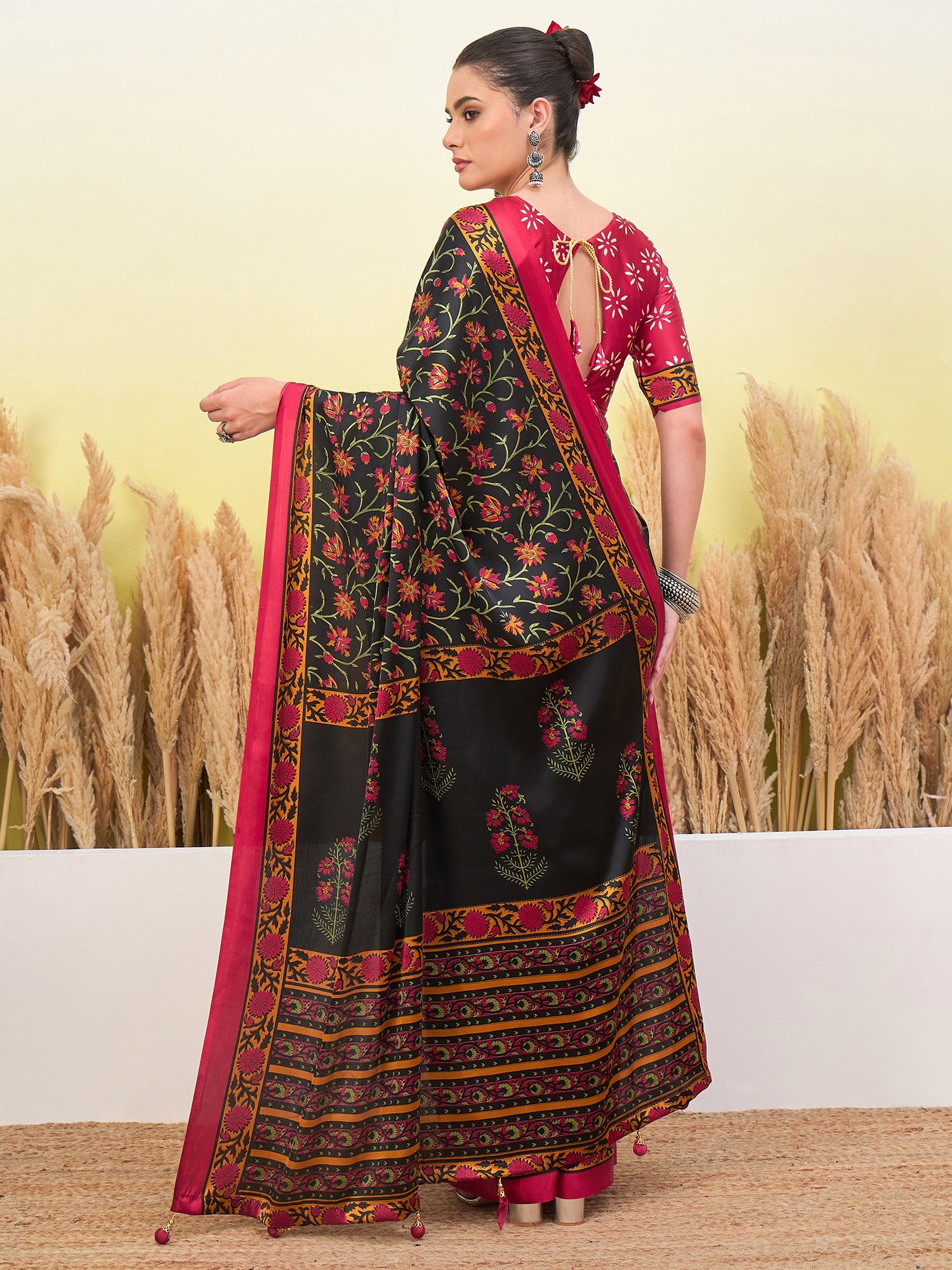 Regal Function Wear Silk Print Design Fancy Saree With Elegant Blouse Piecec