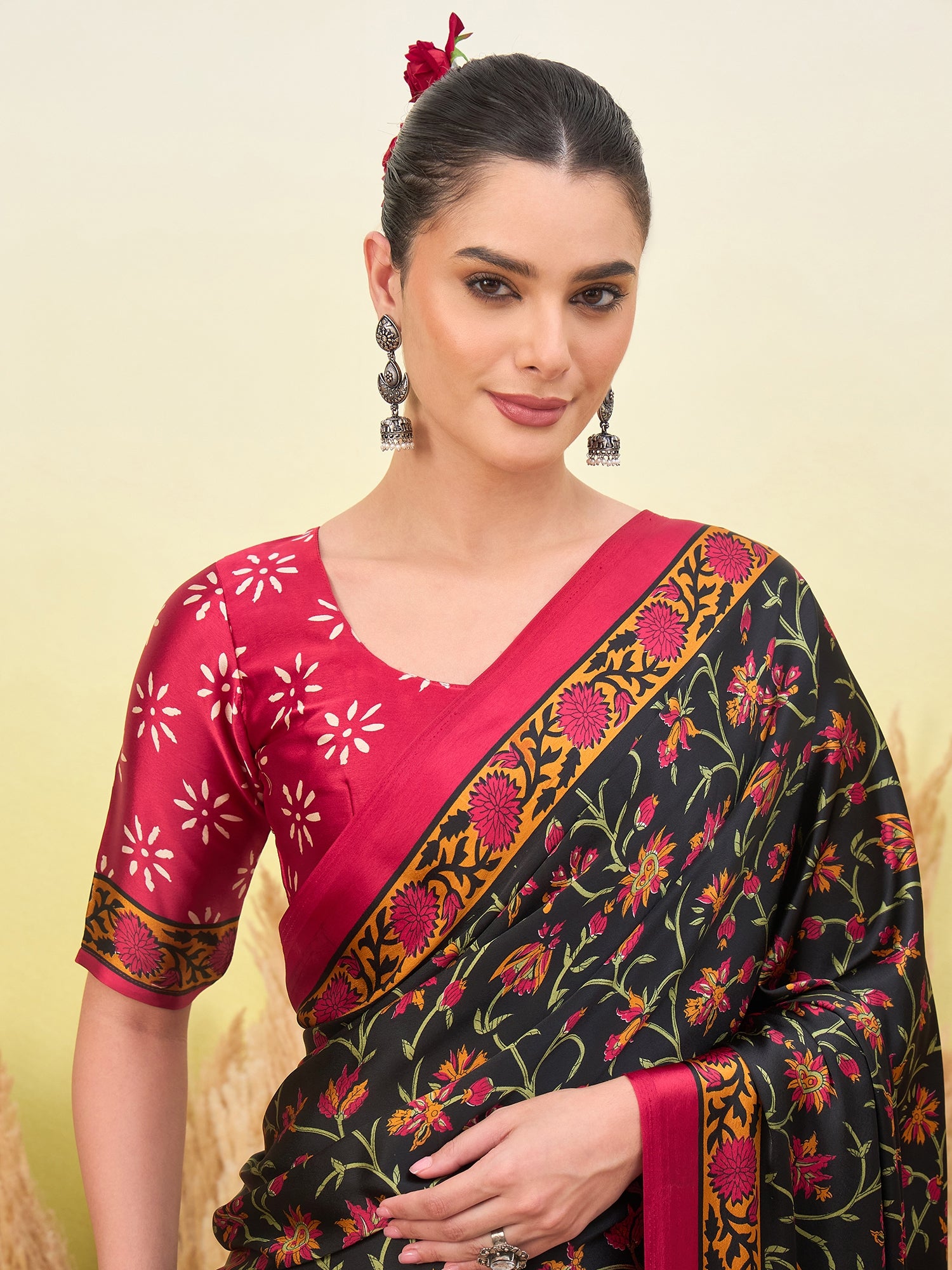 Regal Function Wear Silk Print Design Fancy Saree With Elegant Blouse Piecec