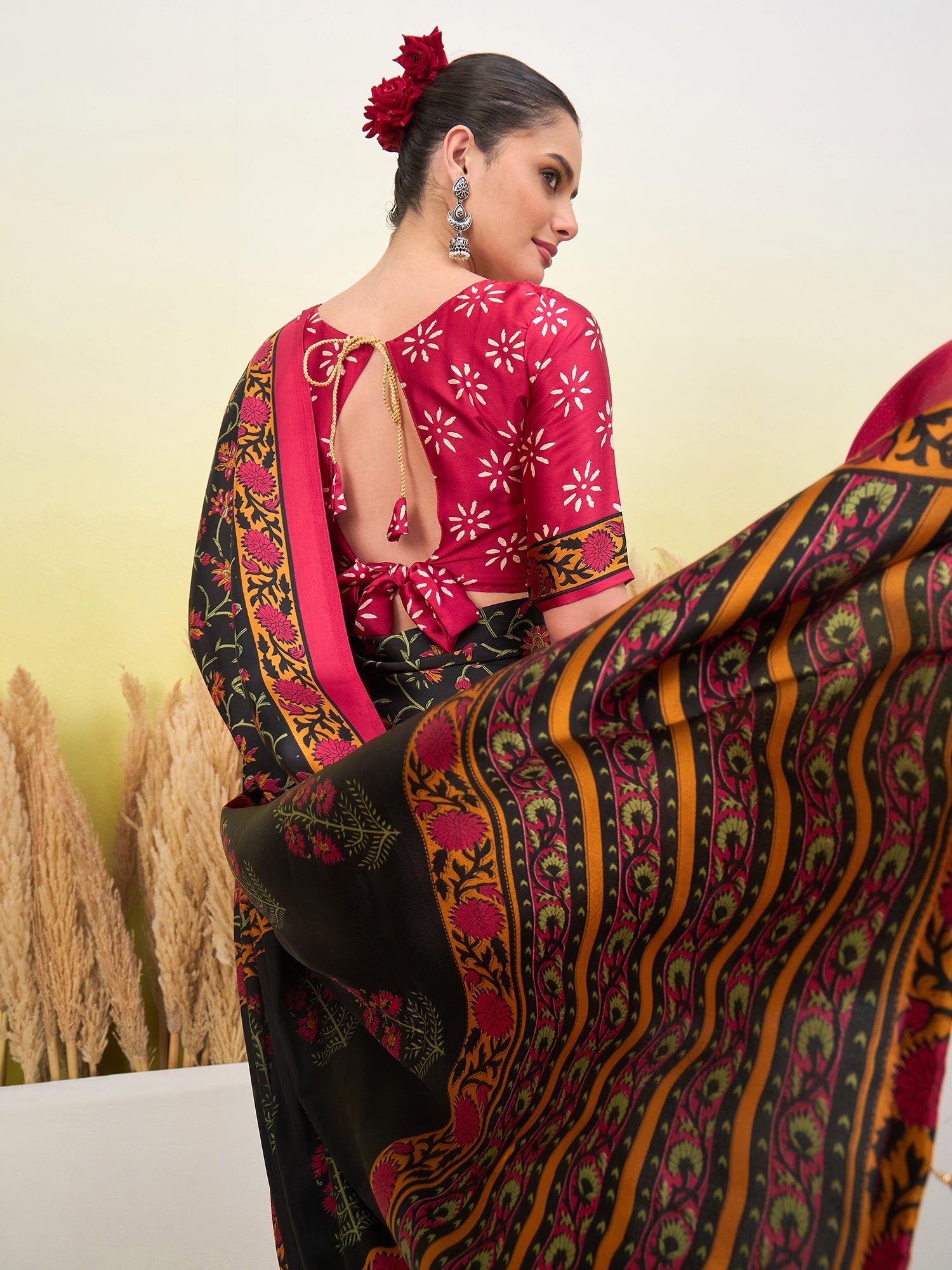 Regal Function Wear Silk Print Design Fancy Saree With Elegant Blouse Piecec