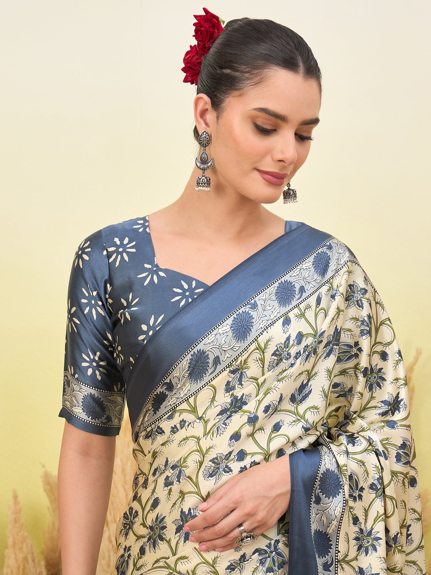Regal Function Wear Silk Print Design Fancy Saree With Elegant Blouse Piecec