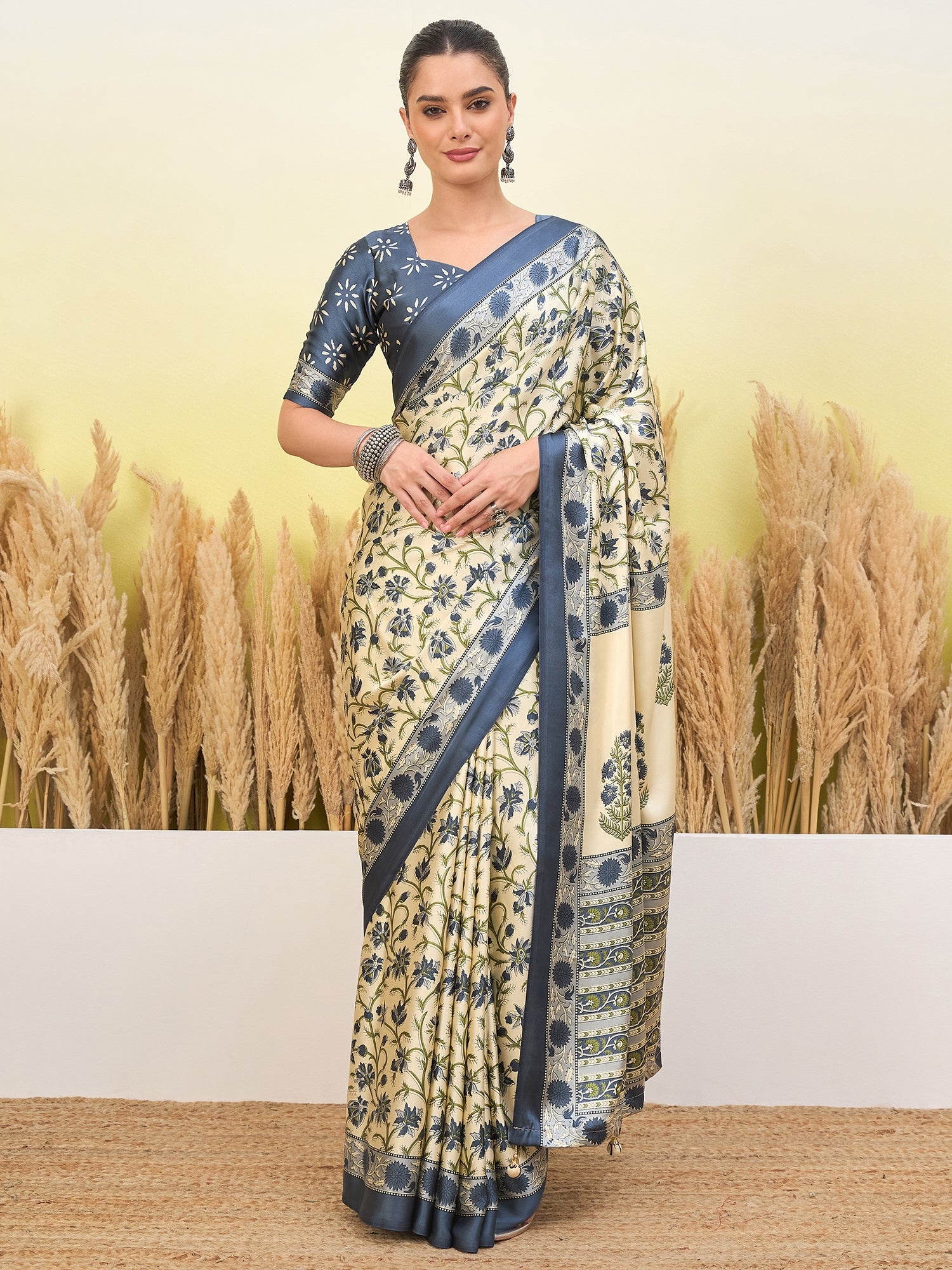 Regal Function Wear Silk Print Design Fancy Saree With Elegant Blouse Piecec