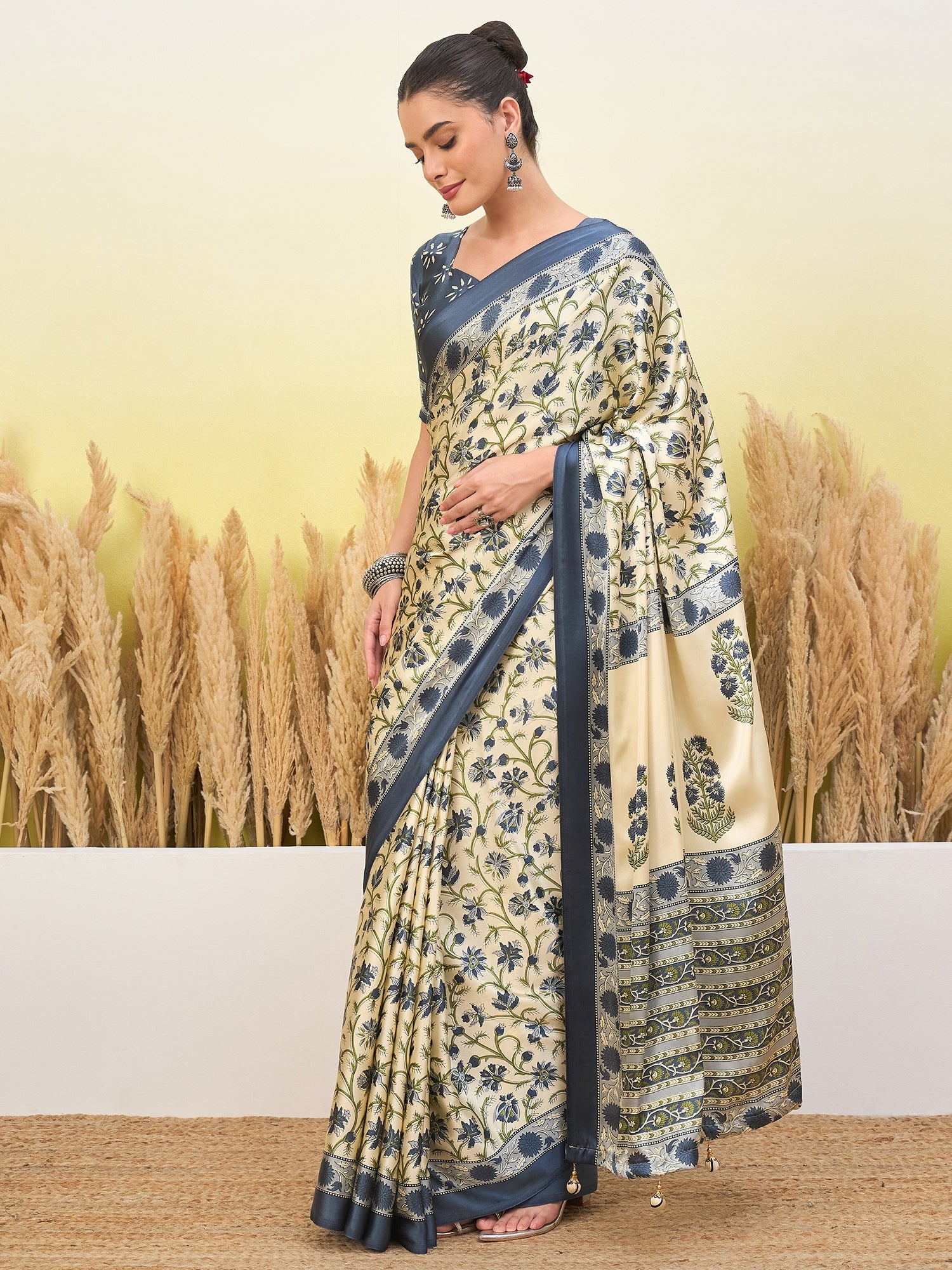 Regal Function Wear Silk Print Design Fancy Saree With Elegant Blouse Piecec