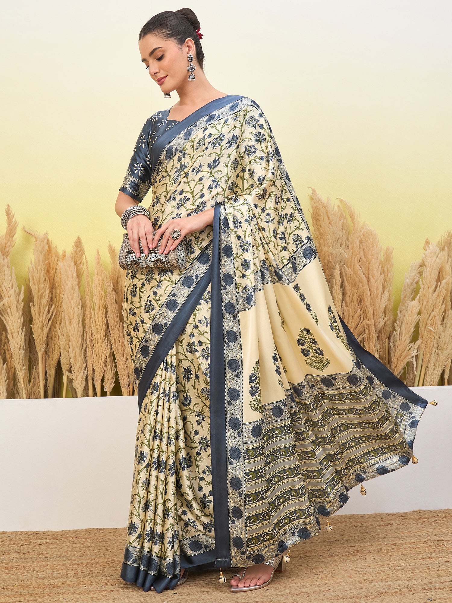 Regal Function Wear Silk Print Design Fancy Saree With Elegant Blouse Piecec