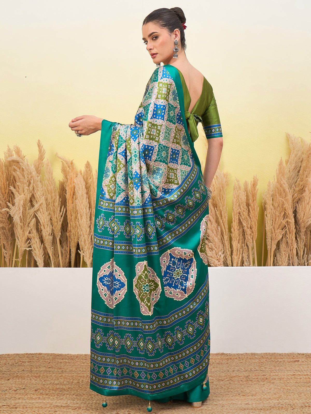 Heritage Function Wear Silk Print Tussels Work Fancy Saree With Blouse Unstitched Piece