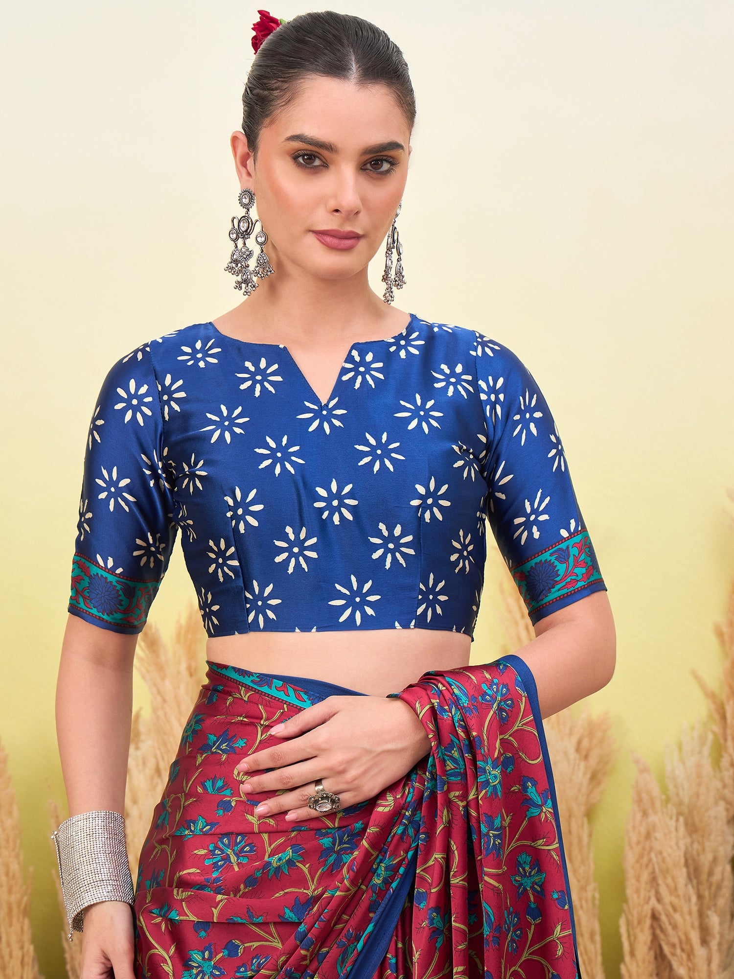Regal Function Wear Silk Print Design Fancy Saree With Elegant Blouse Piecec