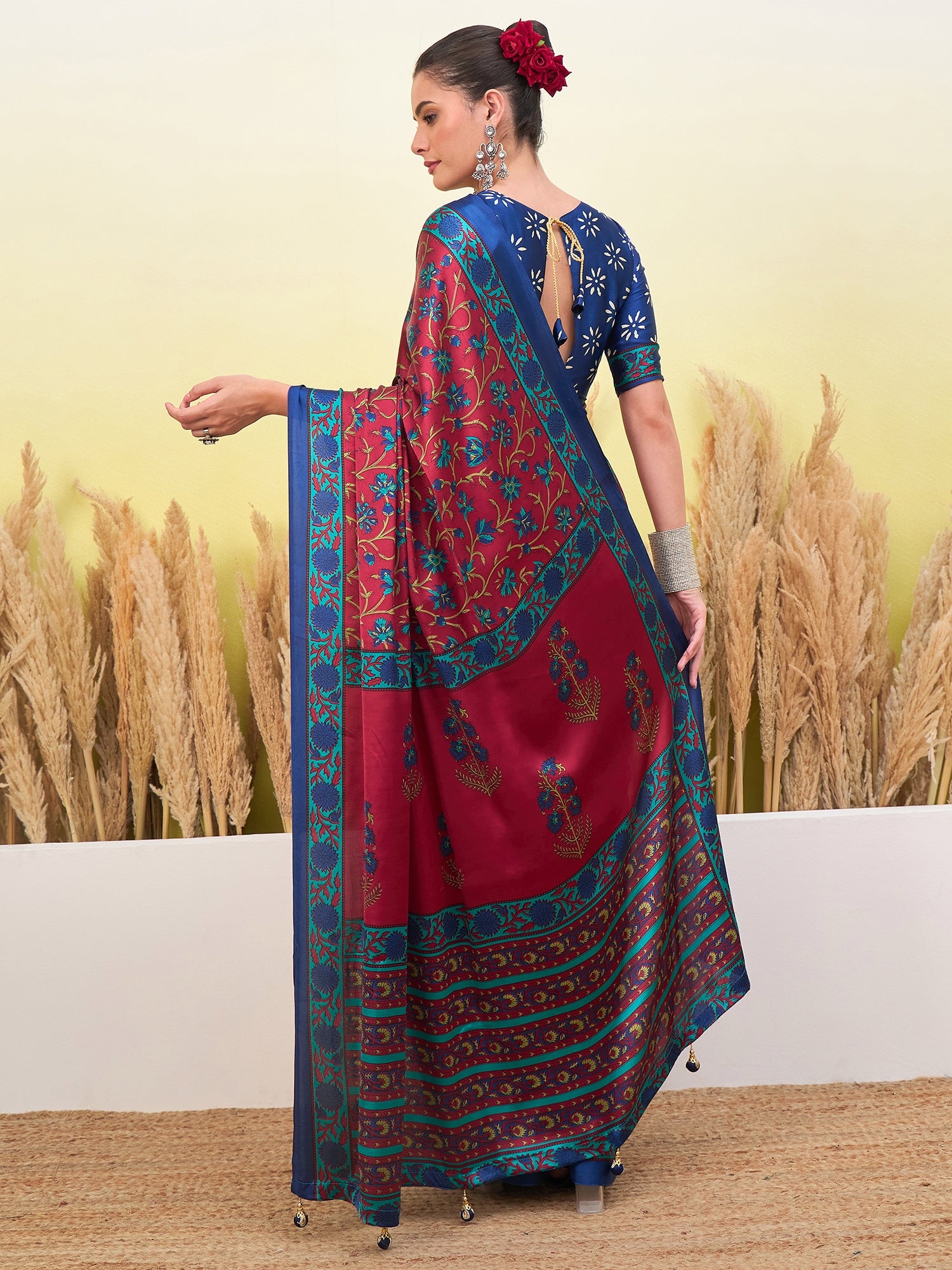 Regal Function Wear Silk Print Design Fancy Saree With Elegant Blouse Piecec
