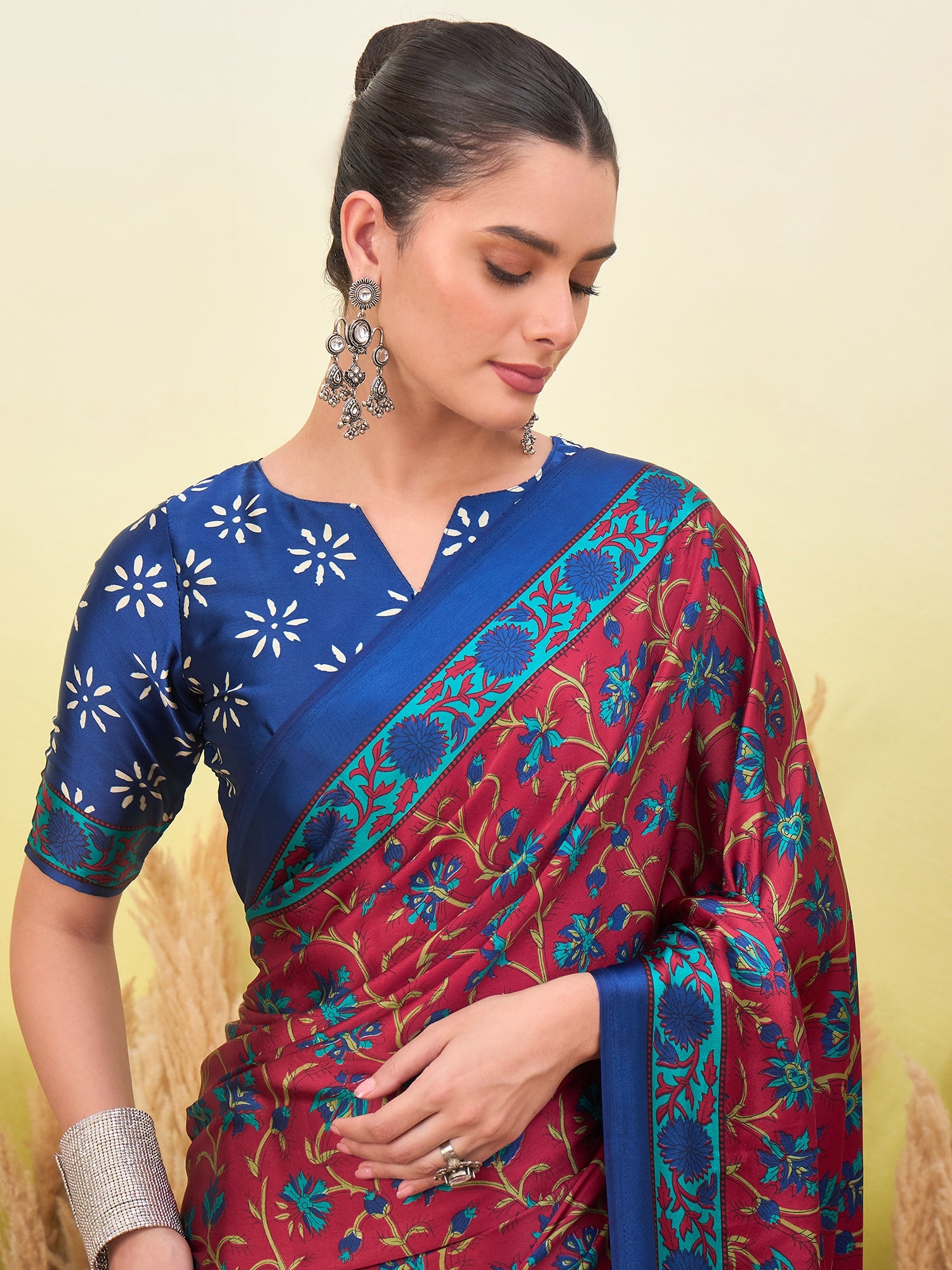 Regal Function Wear Silk Print Design Fancy Saree With Elegant Blouse Piecec