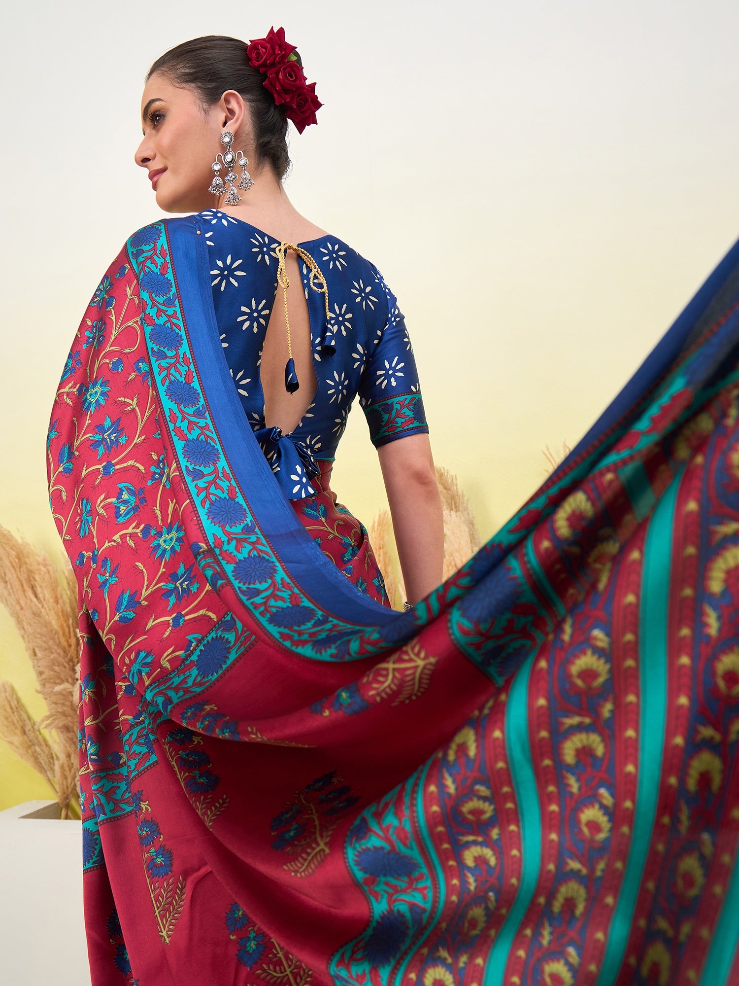 Regal Function Wear Silk Print Design Fancy Saree With Elegant Blouse Piecec