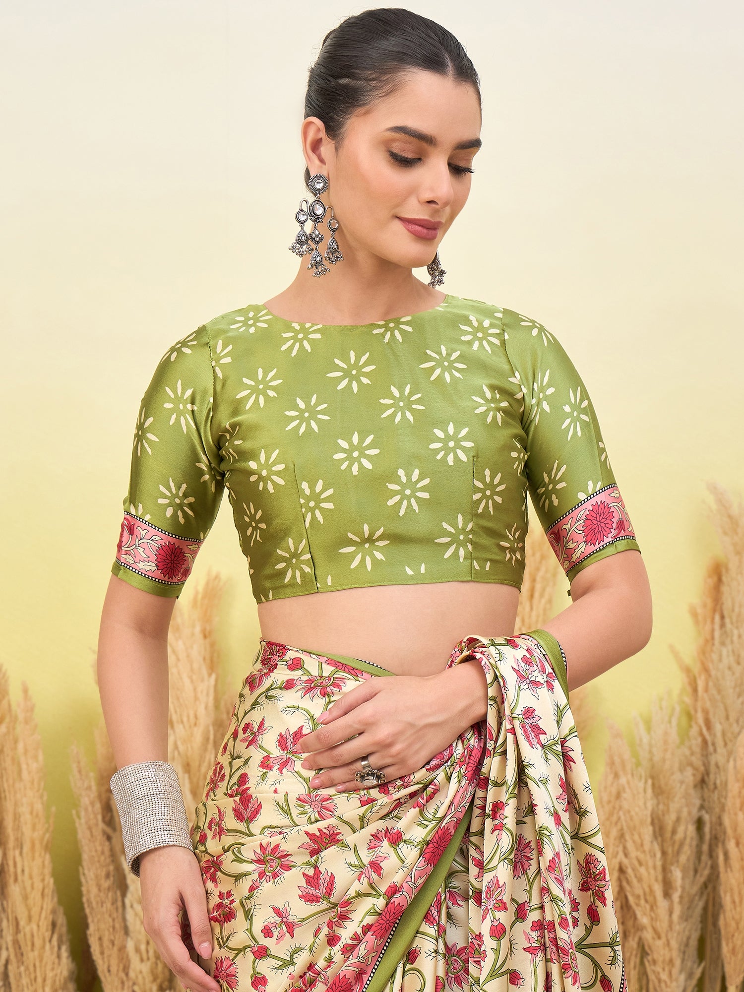 Regal Function Wear Silk Print Design Fancy Saree With Elegant Blouse Piecec