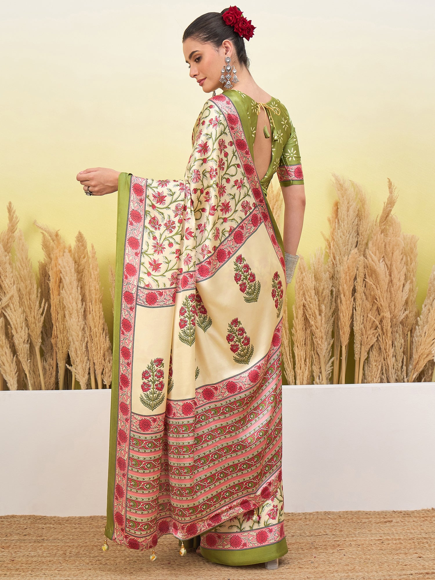 Regal Function Wear Silk Print Design Fancy Saree With Elegant Blouse Piecec
