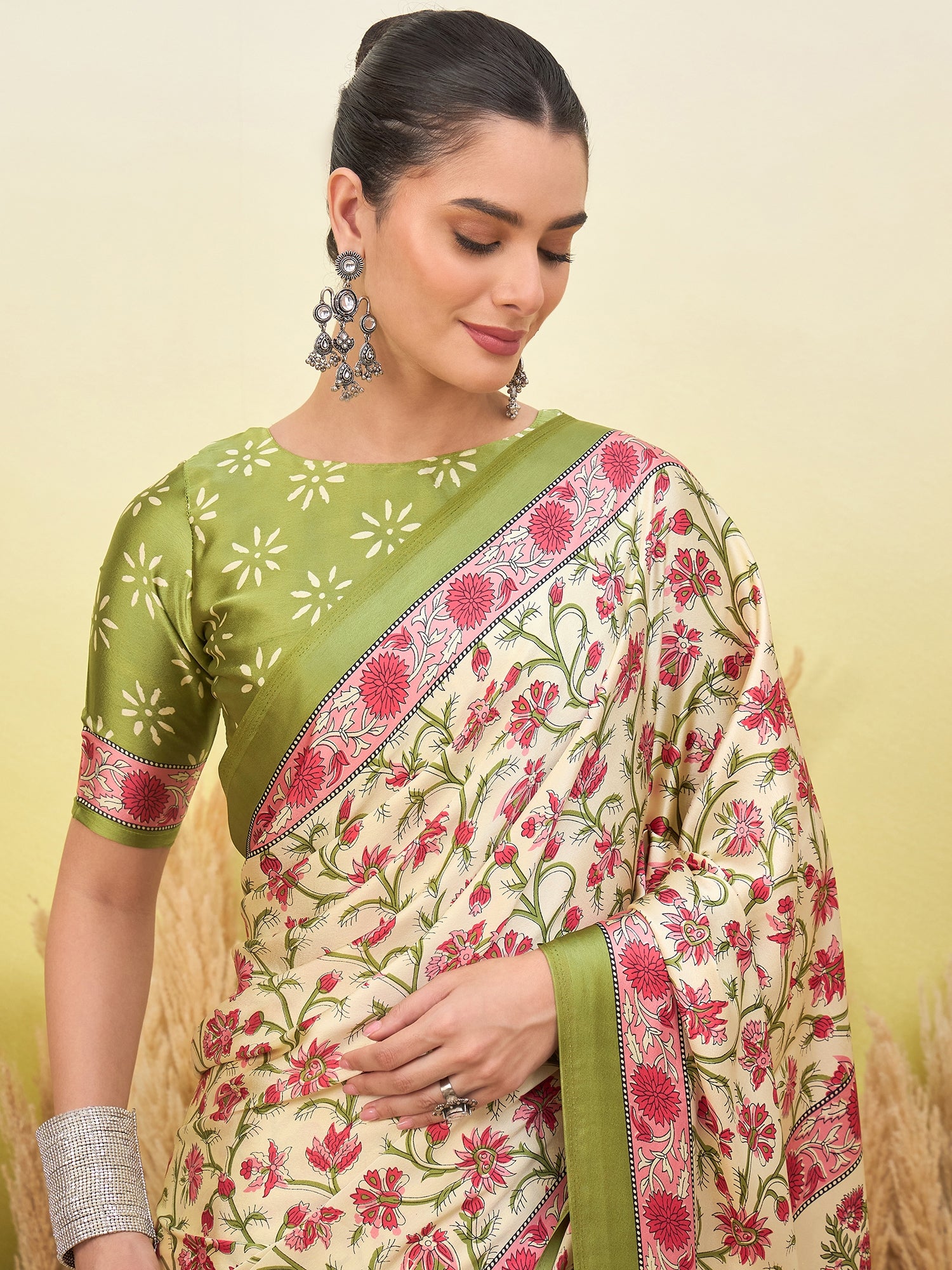 Regal Function Wear Silk Print Design Fancy Saree With Elegant Blouse Piecec