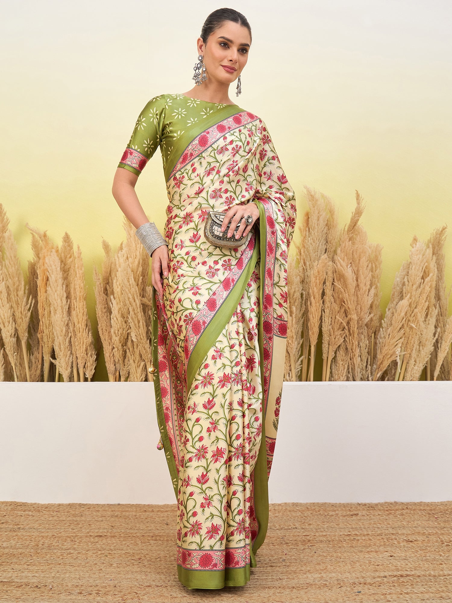 Regal Function Wear Silk Print Design Fancy Saree With Elegant Blouse Piecec