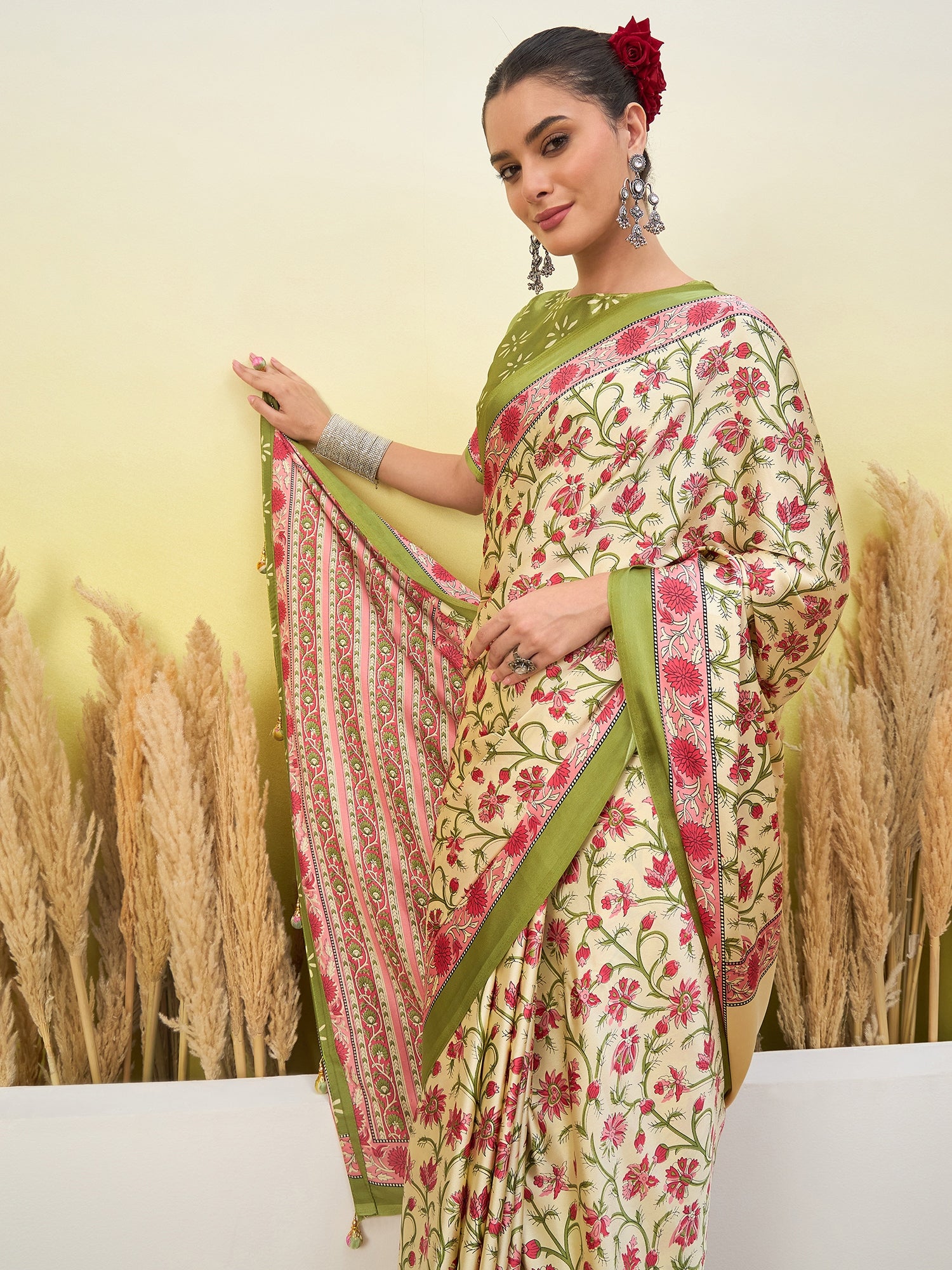 Regal Function Wear Silk Print Design Fancy Saree With Elegant Blouse Piecec