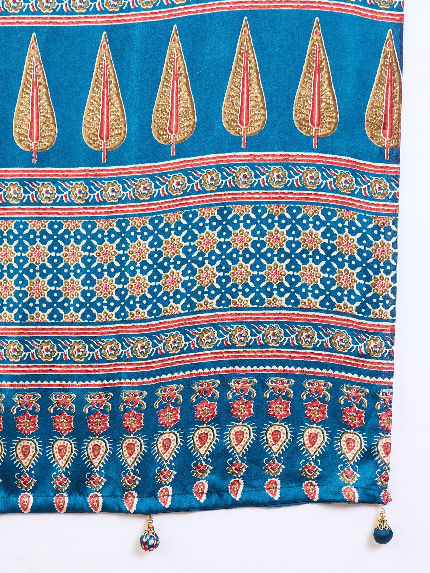 Heritage Function Wear Satin Silk Ajrak Print Rich Pallu Fancy Saree With Unstitched Blouse Piece